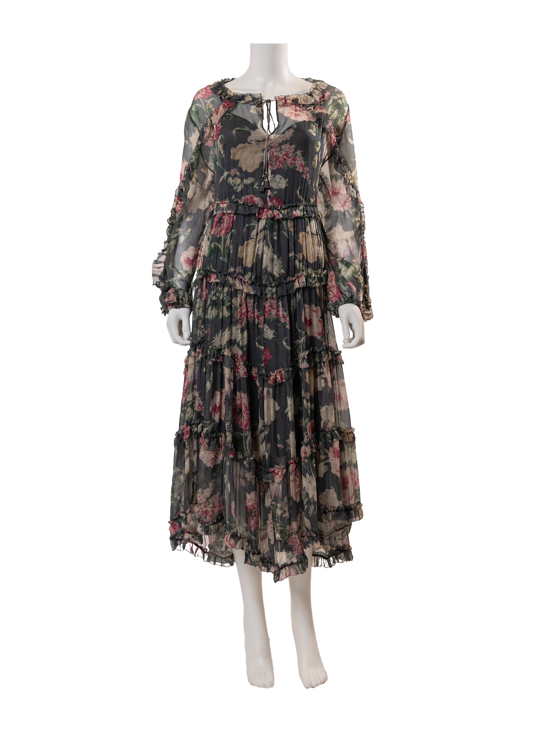 Zimmermann Iris Ruffled Floral-print Silk-crepon Midi Dress