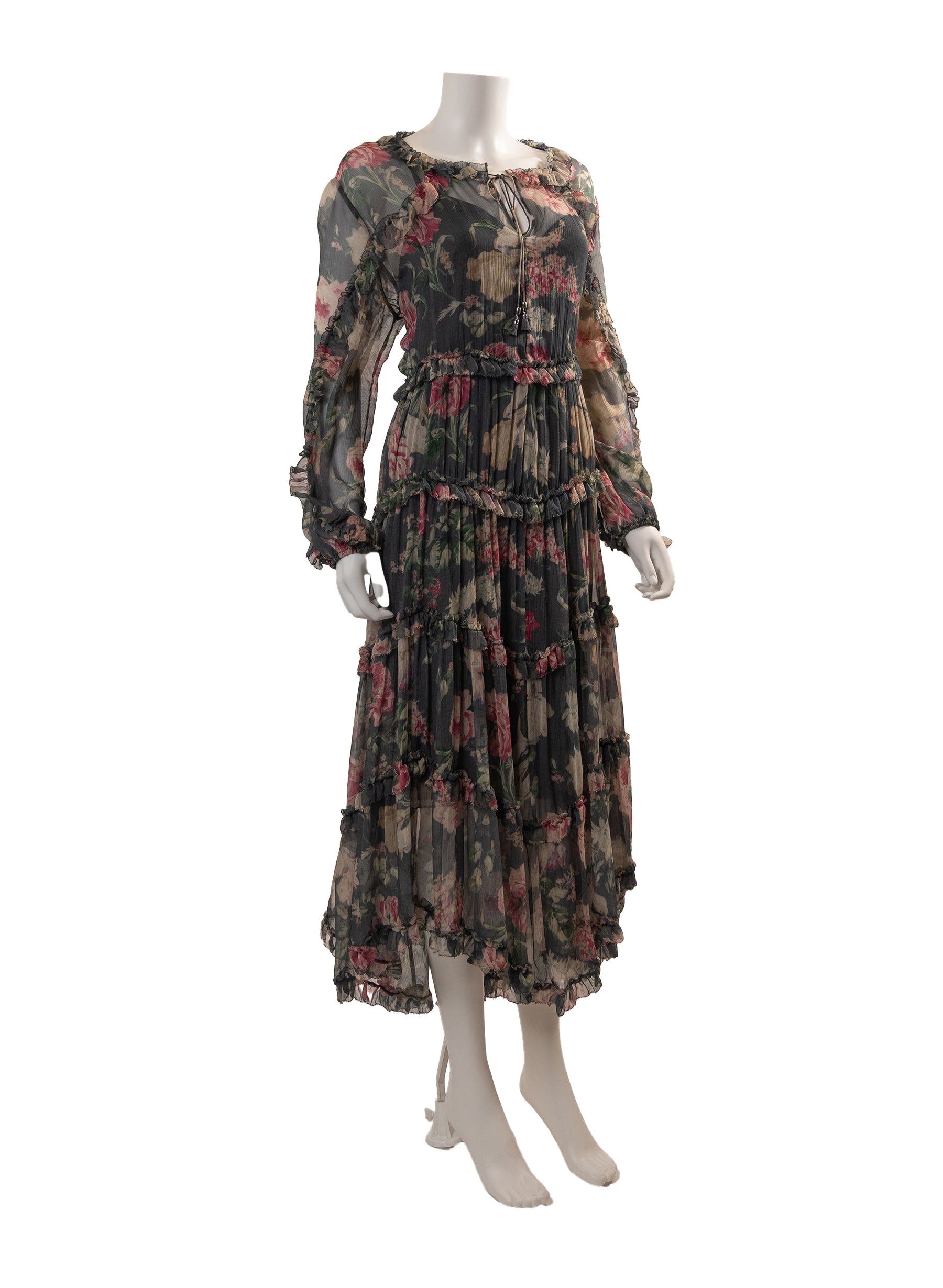 Zimmermann Iris Ruffled Floral-print Silk-crepon Midi Dress