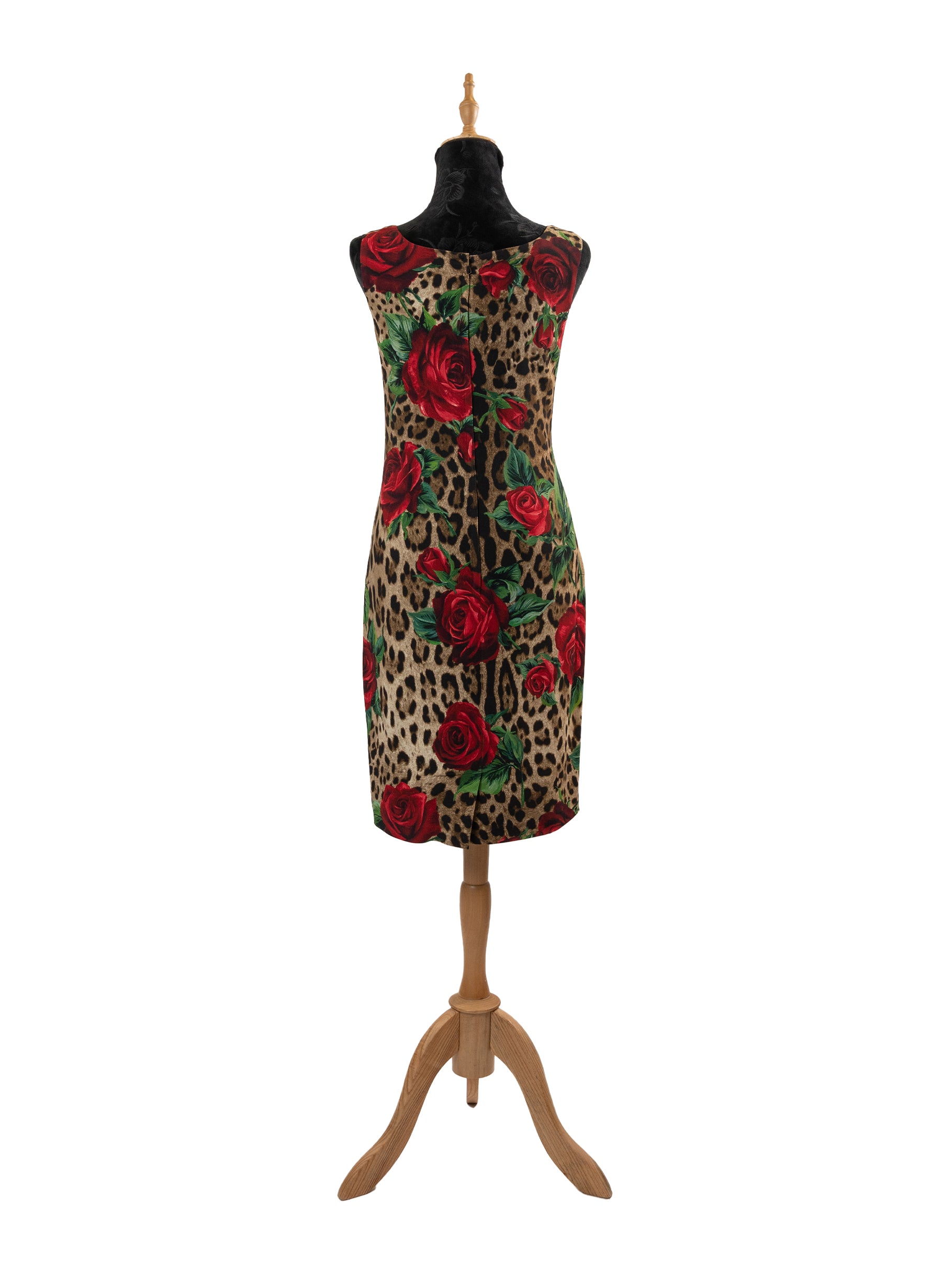 Dolce & Gabbana Leopard Rose Print Bodycon Mini Dress