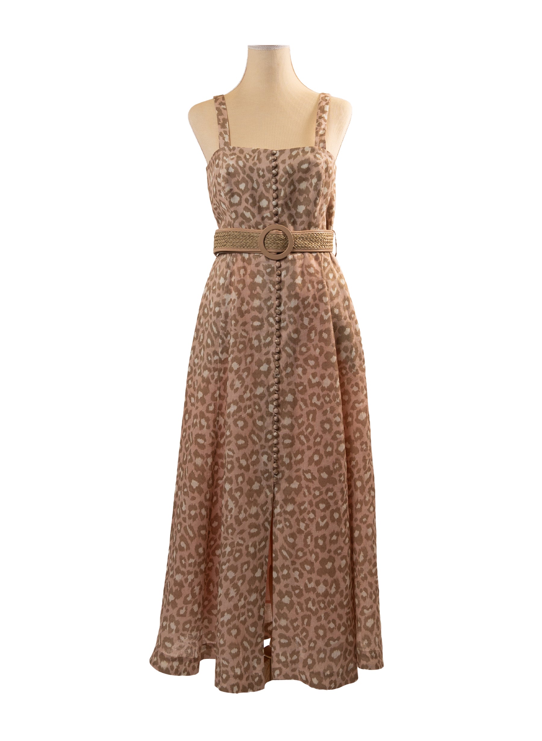 Zimmermann Carnaby Bustier Leopard-Print Linen Dress