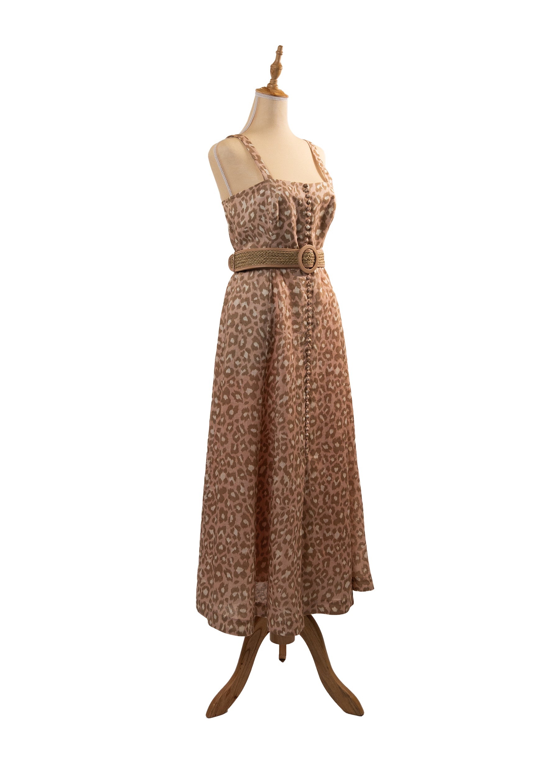 Zimmermann Carnaby Bustier Leopard-Print Linen Dress