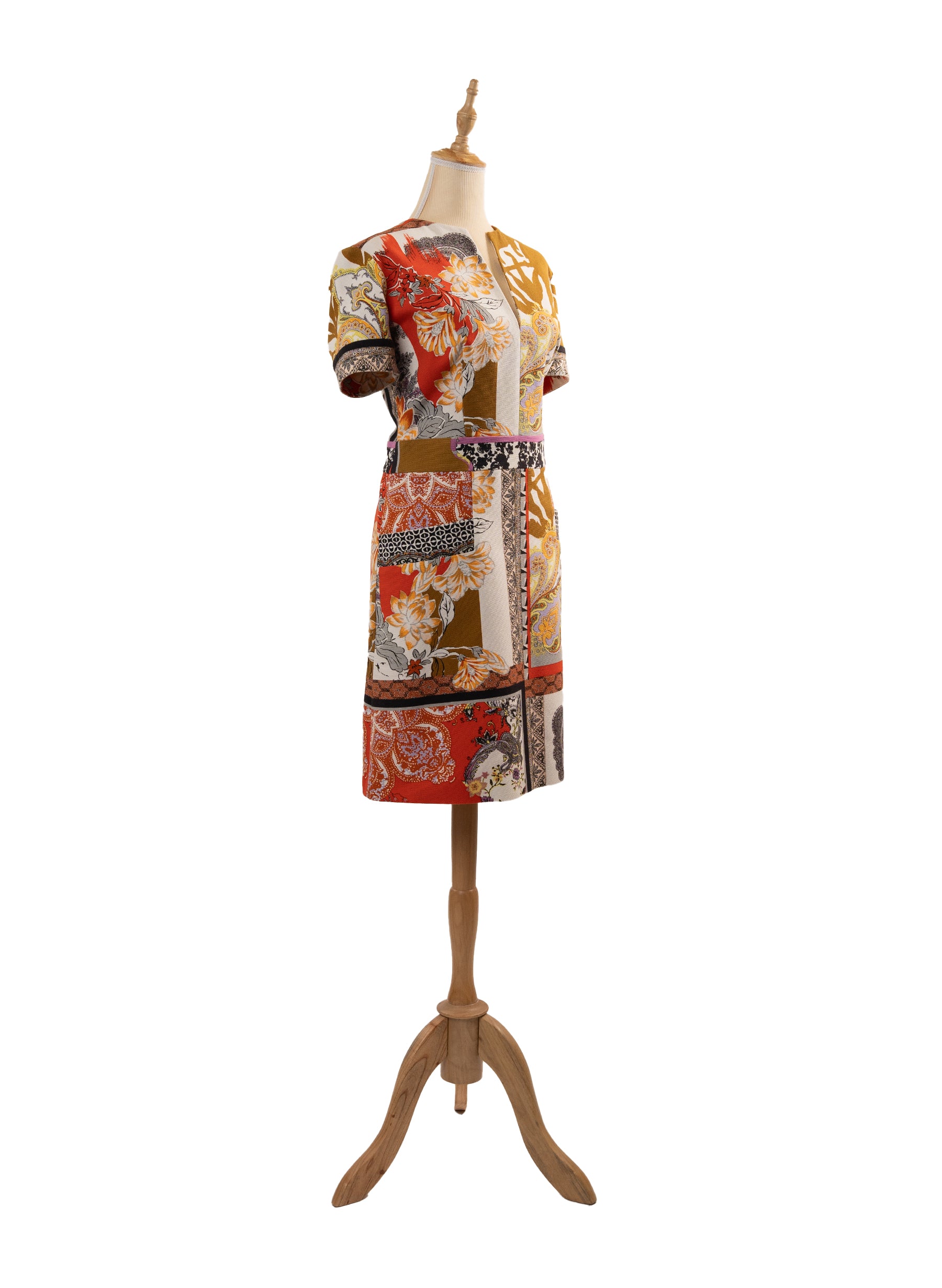 Etro Mixed Print Short-Sleeve Dress