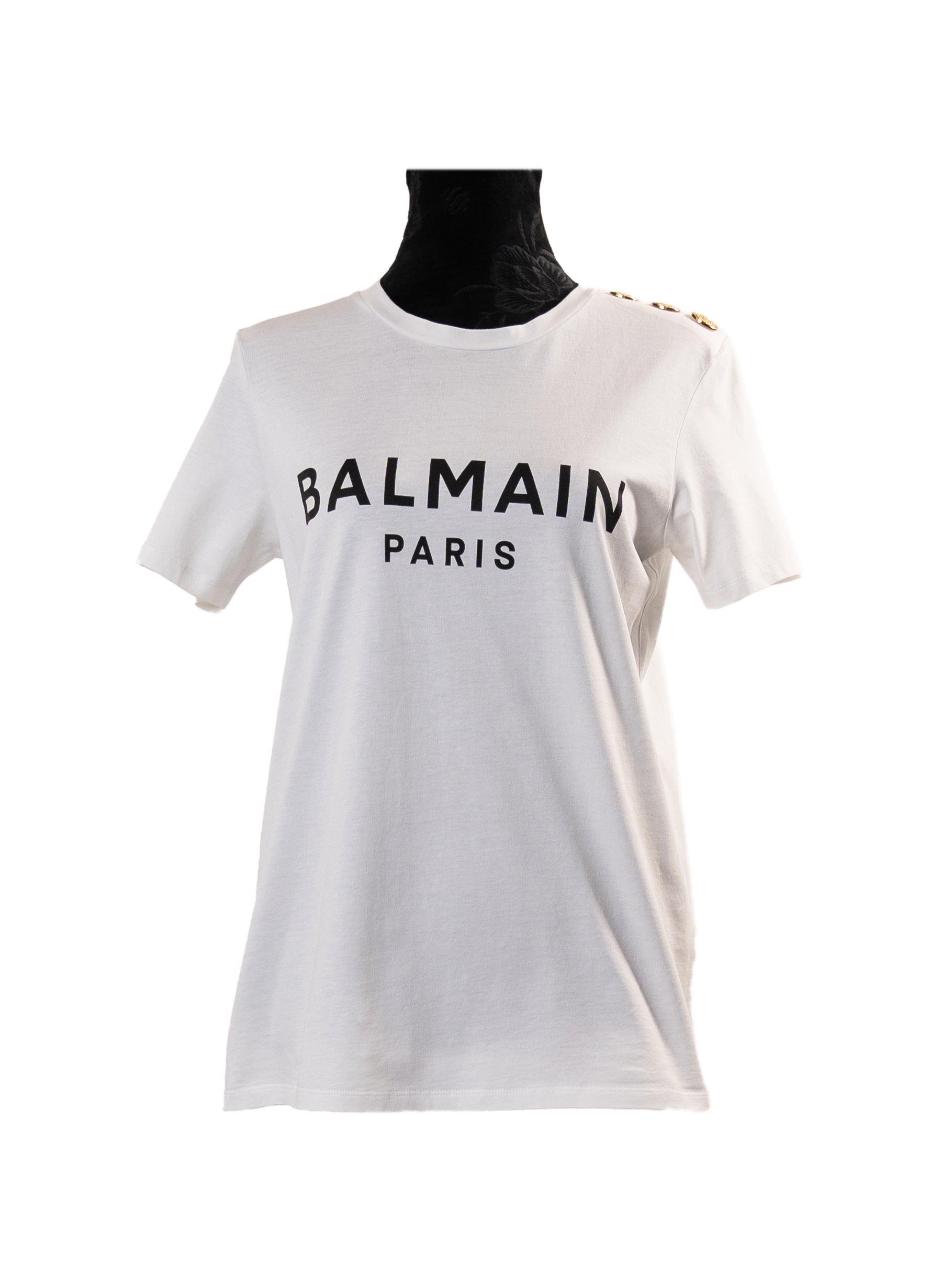 Balmain Button-Embellished Logo T-Shirt