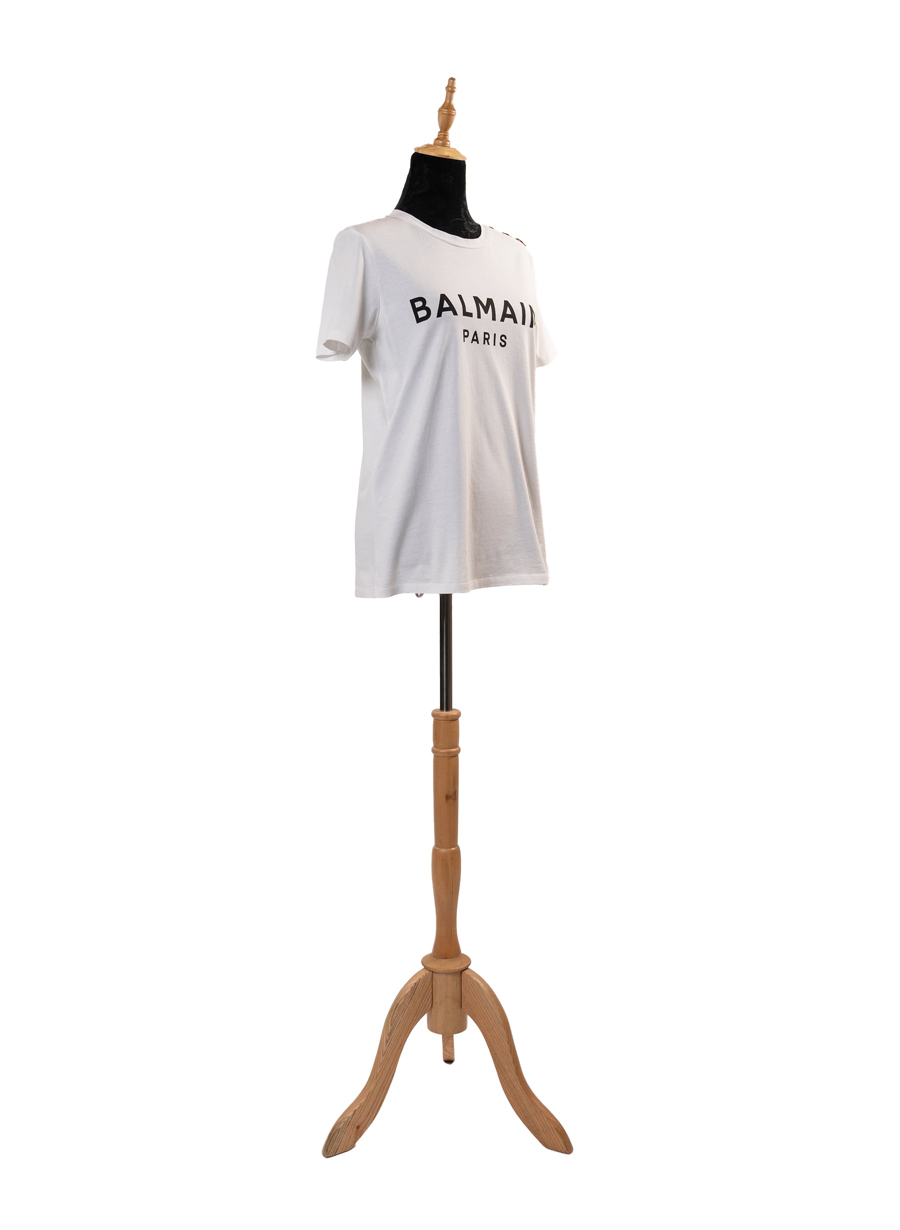 Balmain Button-Embellished Logo T-Shirt