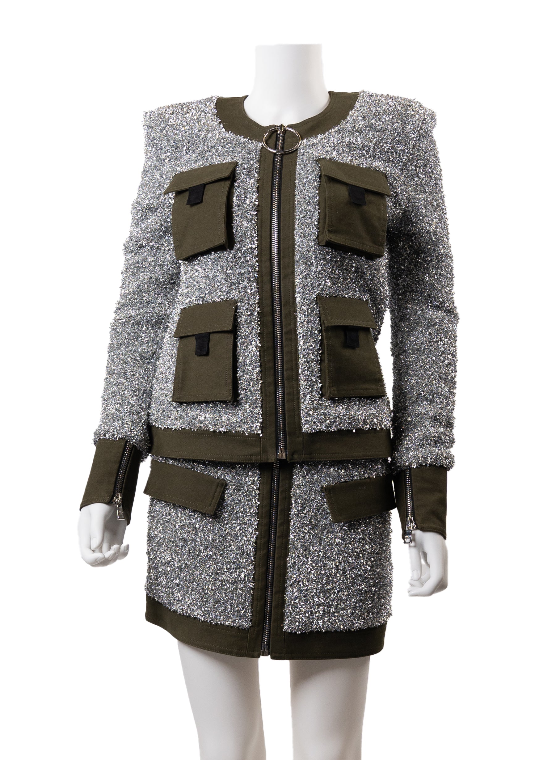 Balmain Tweed Pattern Evening Jacket and Skirt