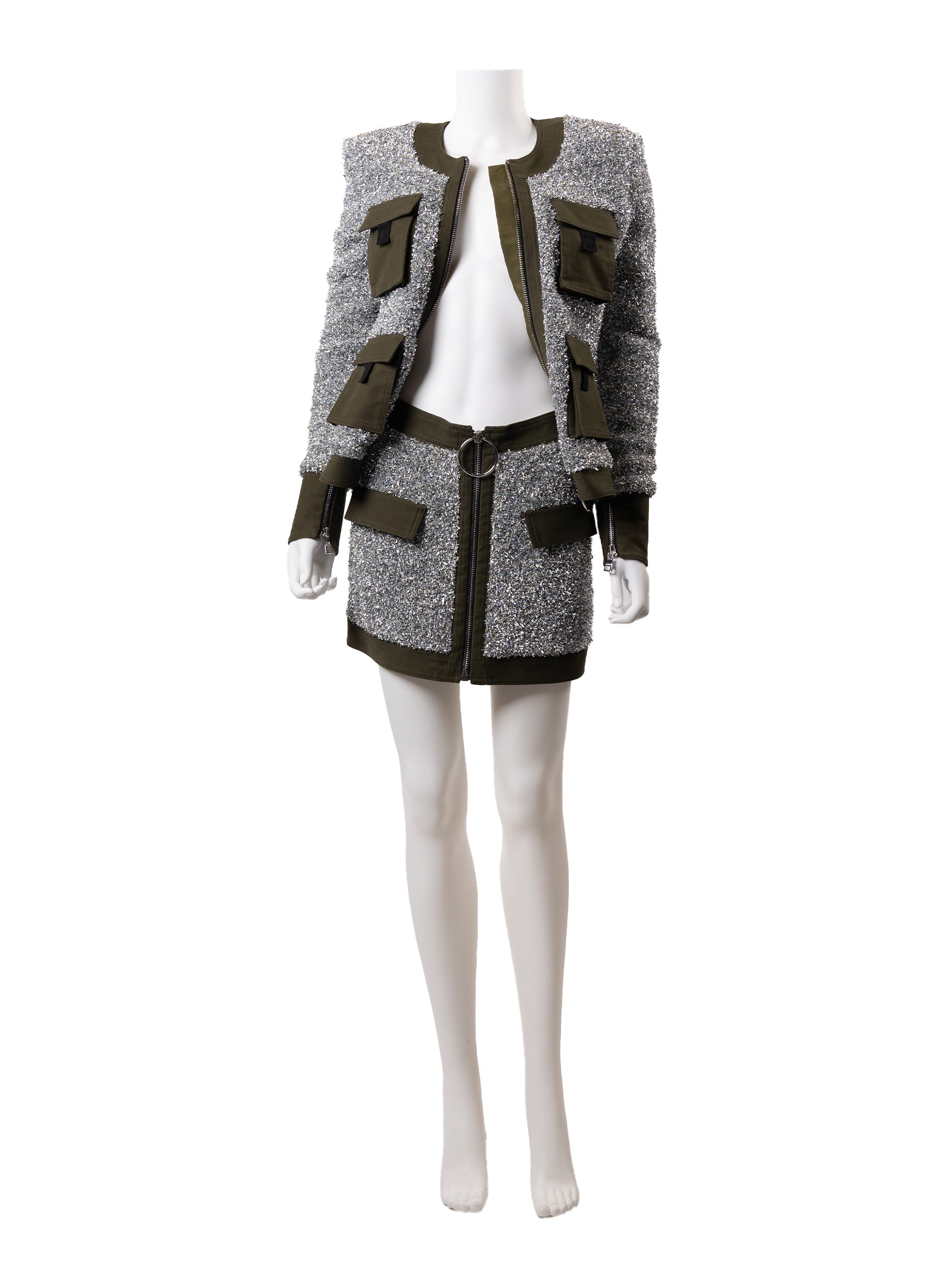 Balmain Tweed Pattern Evening Jacket and Skirt