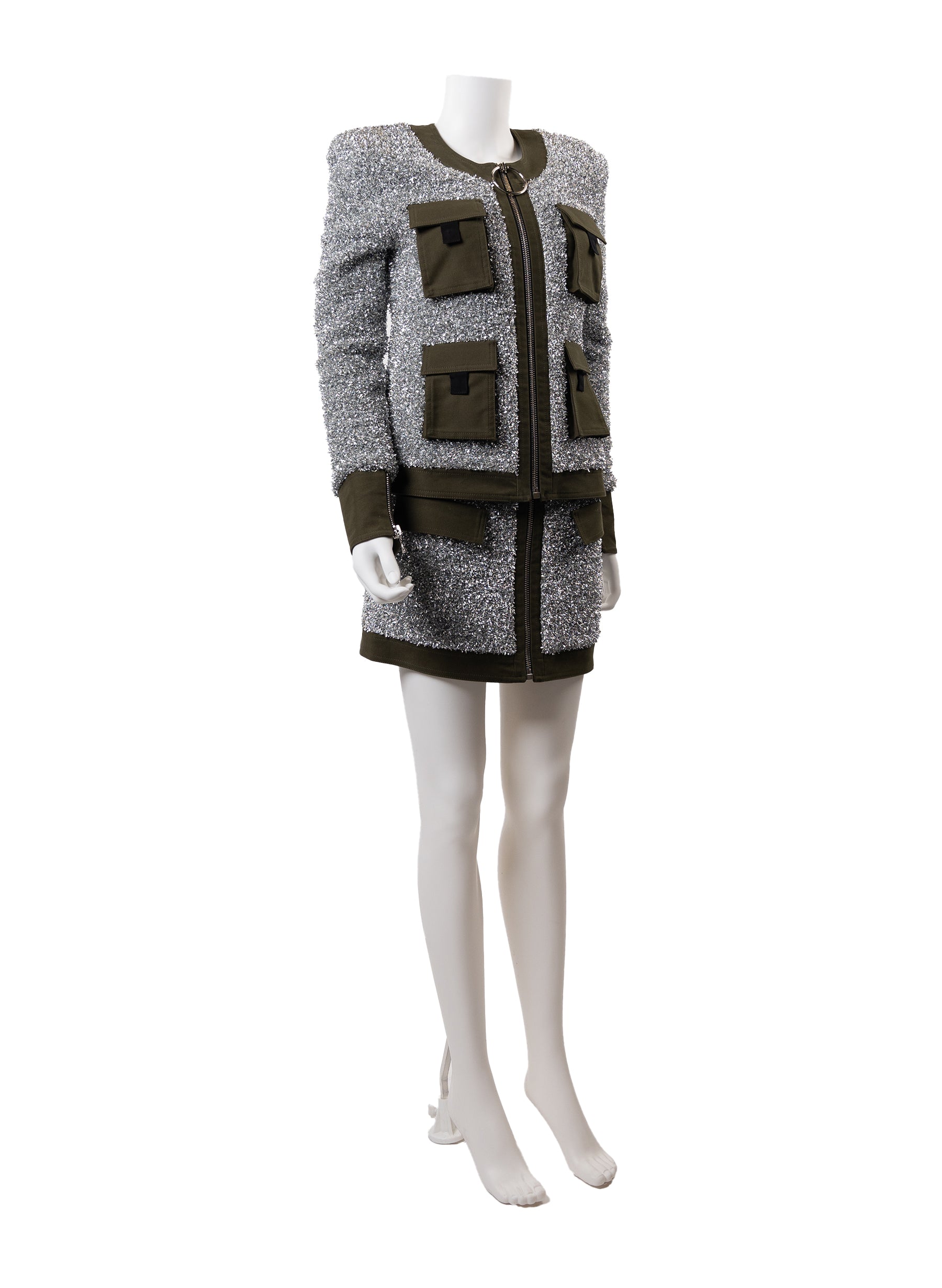 Balmain Tweed Pattern Evening Jacket and Skirt