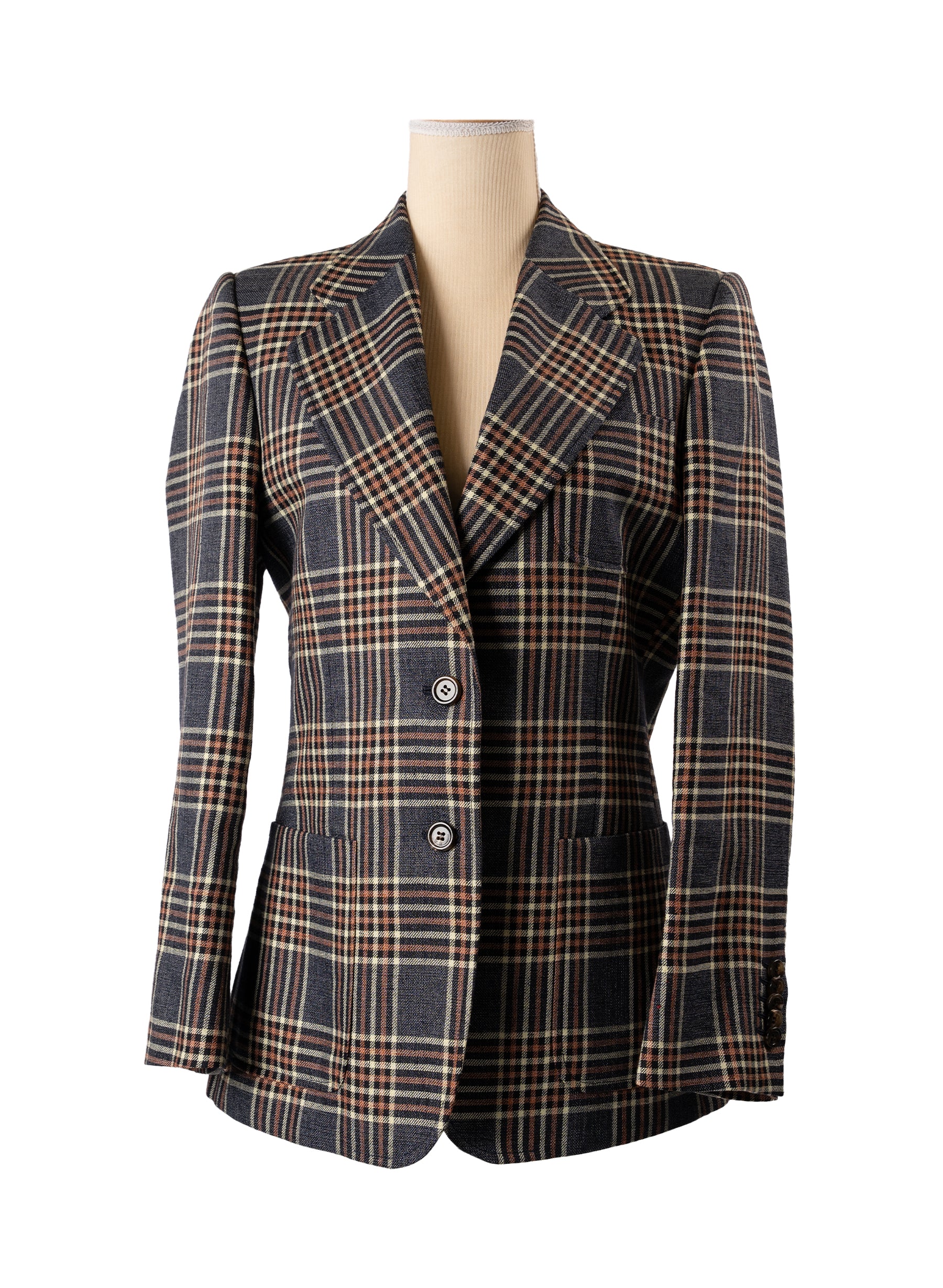 Gucci Linen & Silk Blend Checked Blazer