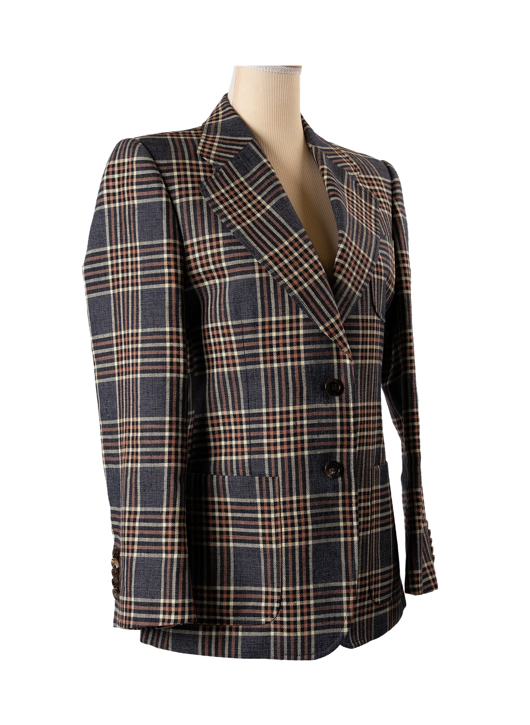 Gucci Linen & Silk Blend Checked Blazer