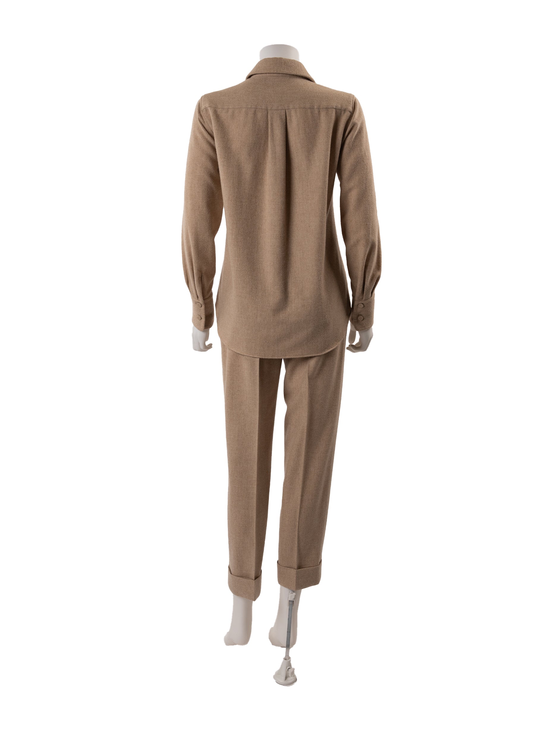 Chloe Neutral Wool Shirt and Trousers Set