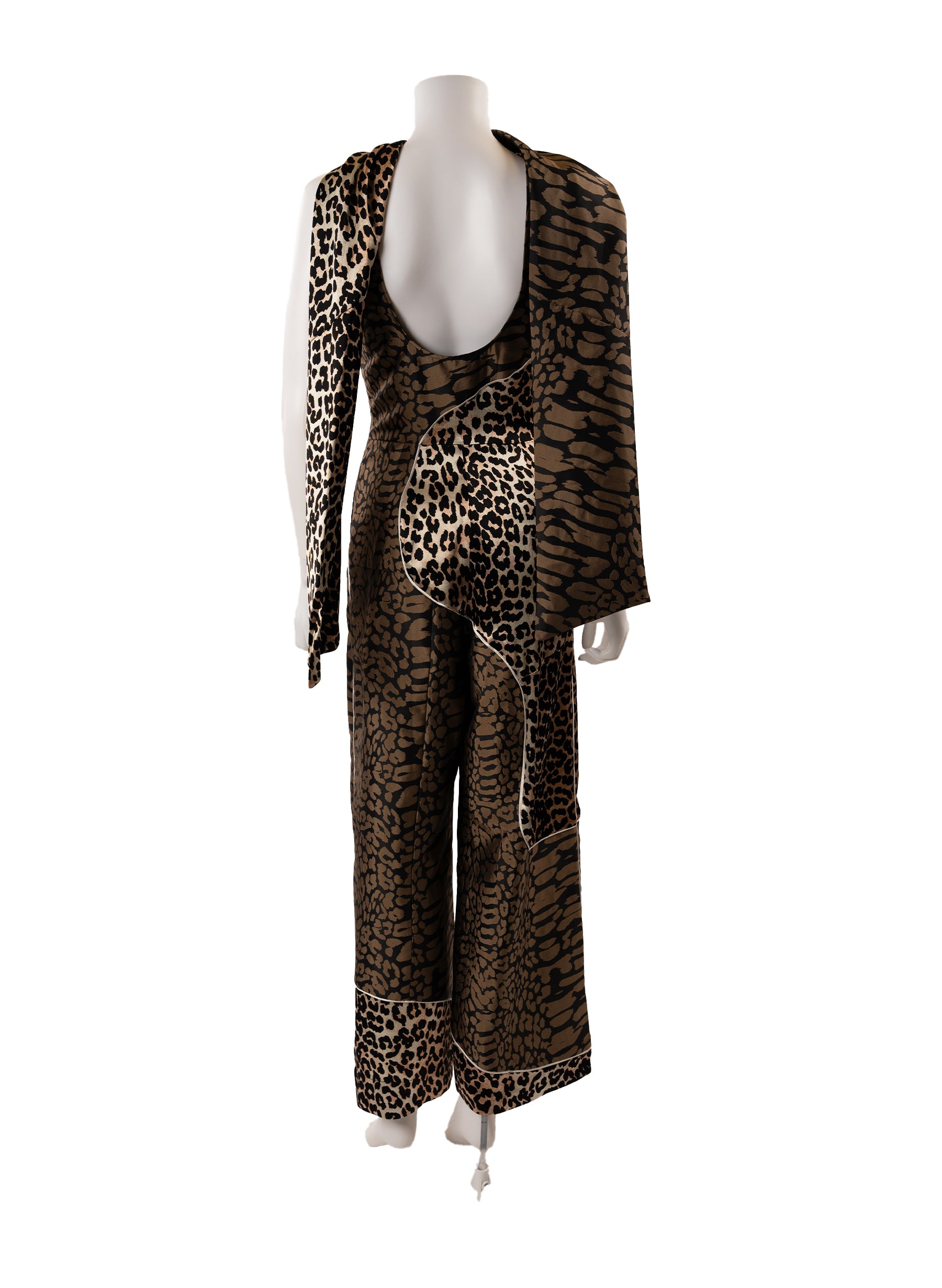 Ganni Leopard Print Patchwork Jumpsuit