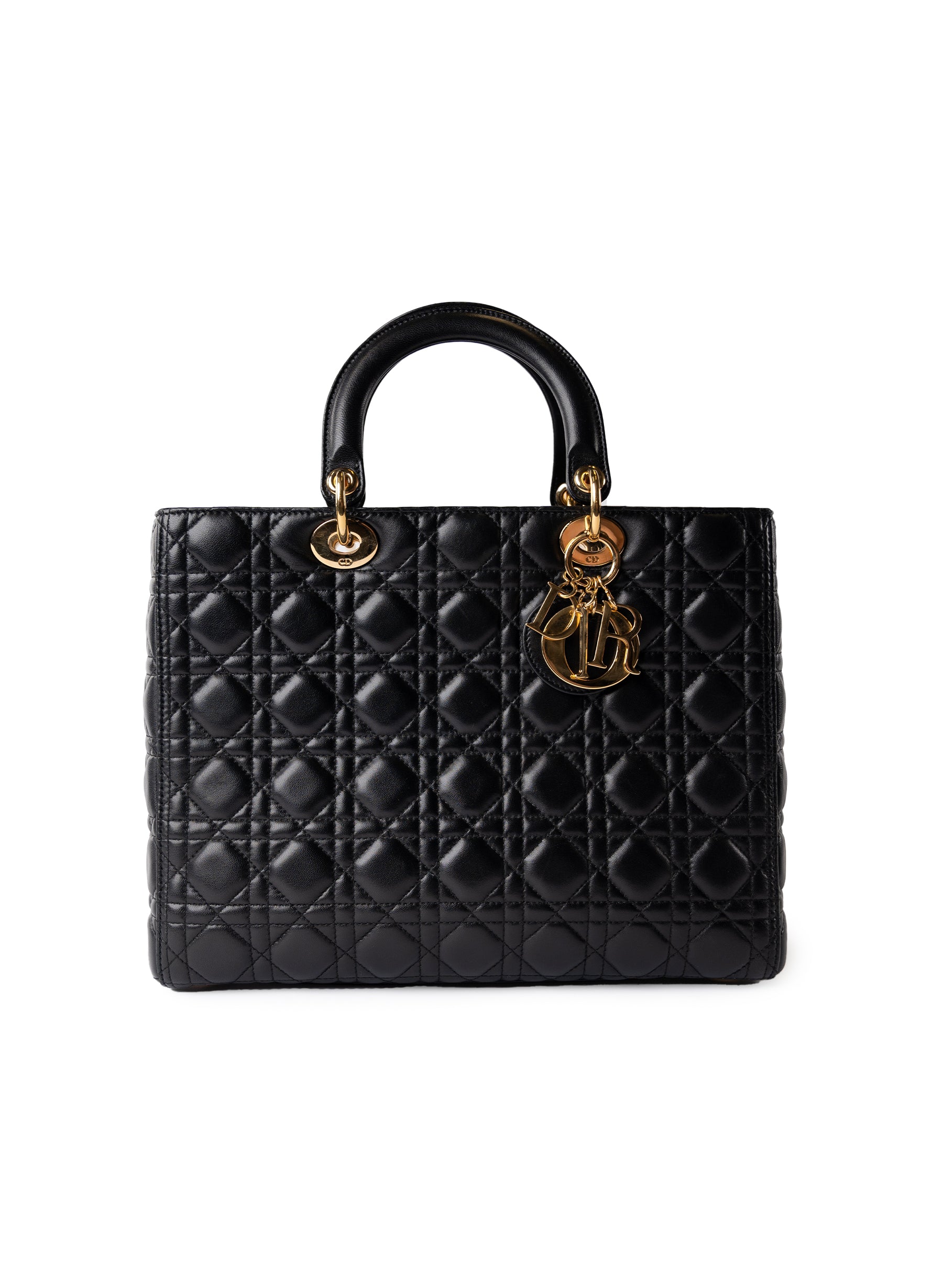 Christian Dior Quilted Cannage Lambskin Large Lady Dior Bag