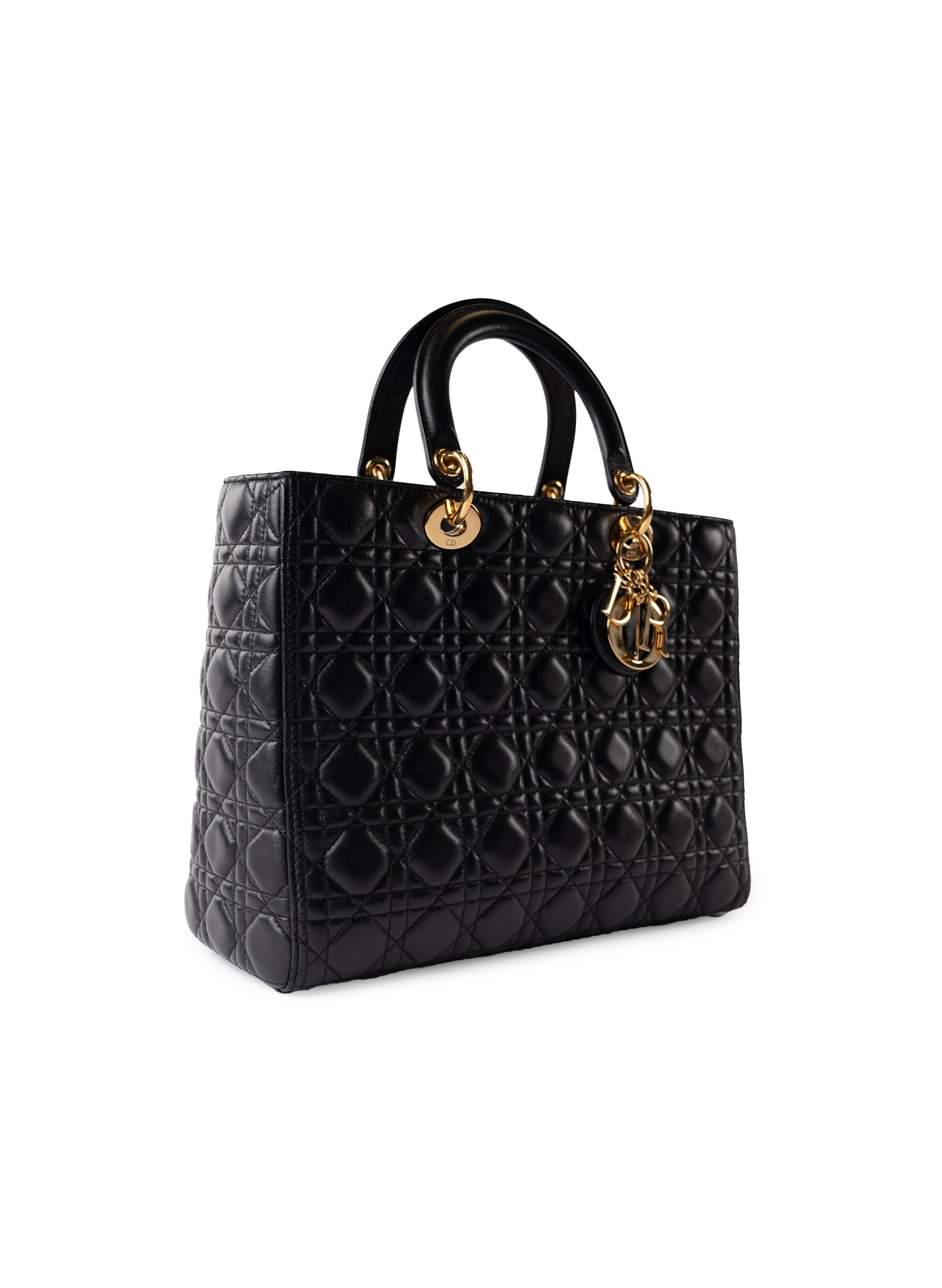 Christian Dior Quilted Cannage Lambskin Large Lady Dior Bag