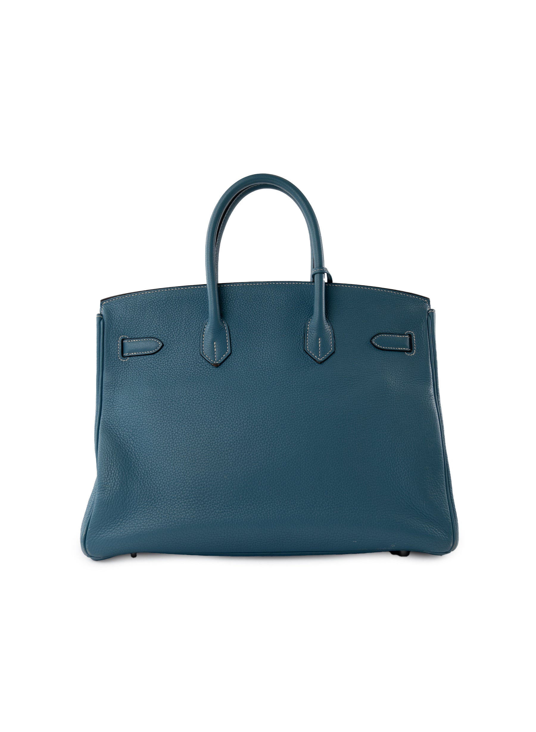 Hermes Taurillon Clemence Birkin 35 Blue Jean Palladium