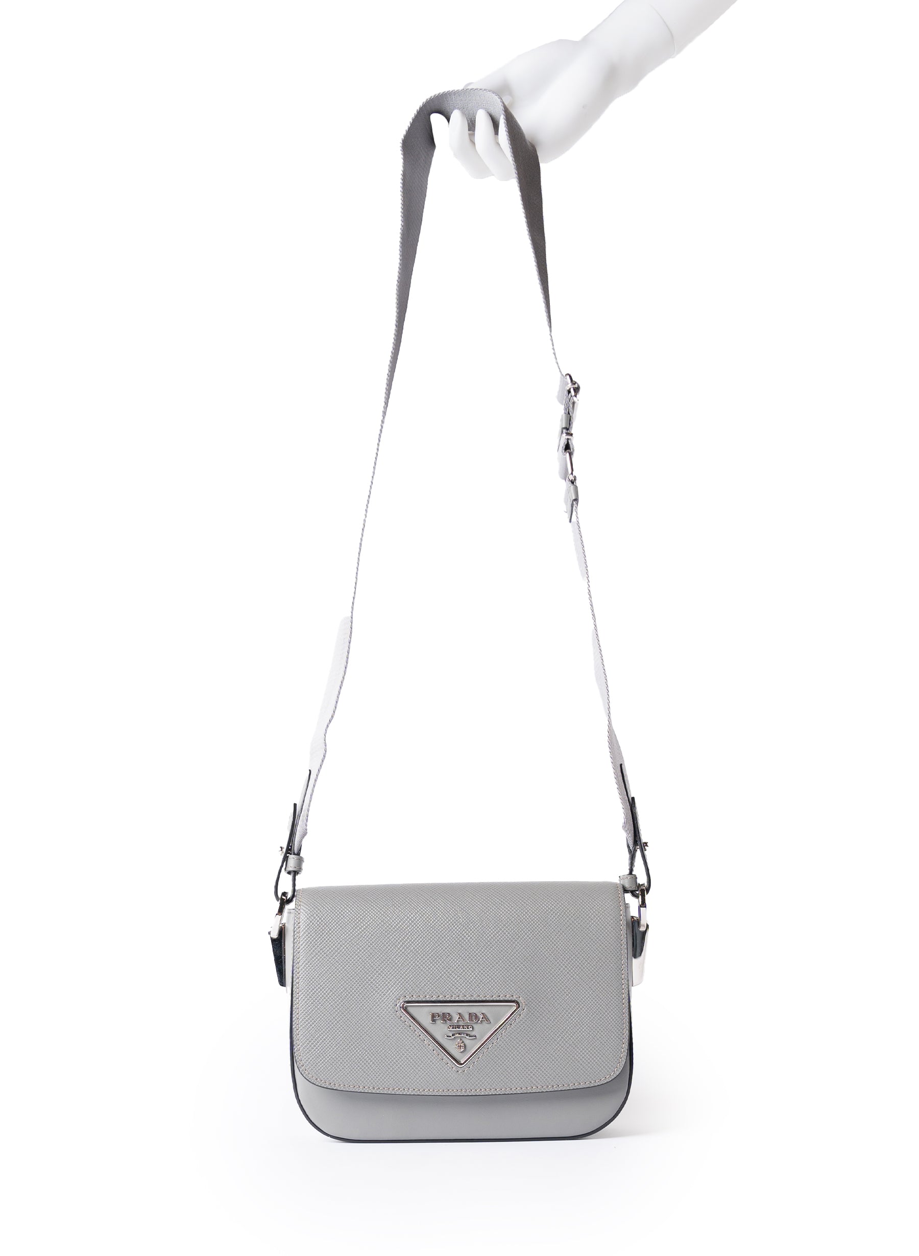 Prada Saffiano Cuir & Calf-Trimmed Identity Shoulder Bag