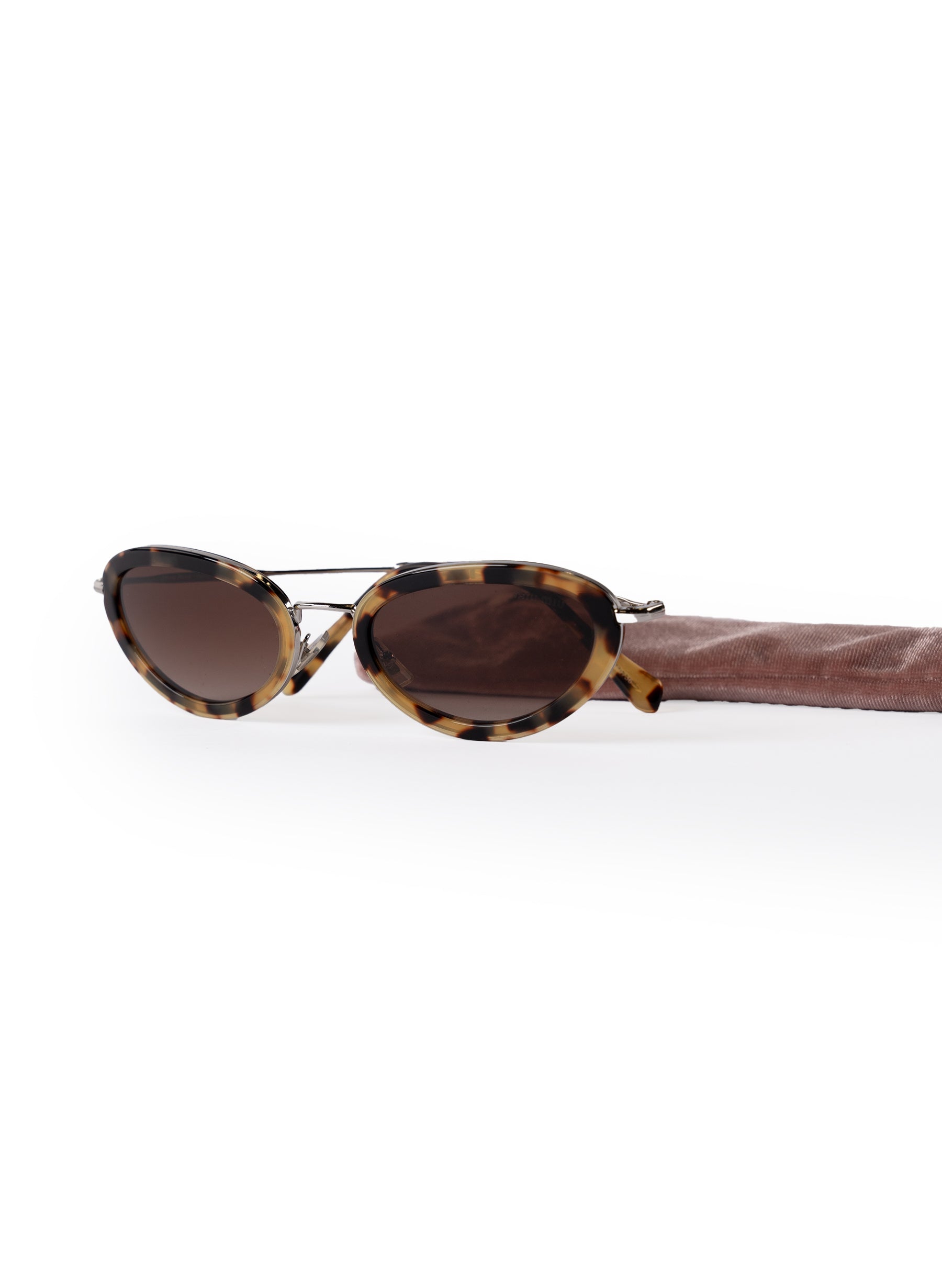 Miu Miu Brown Délice Tortoiseshell Acetate Oval Sunglasses