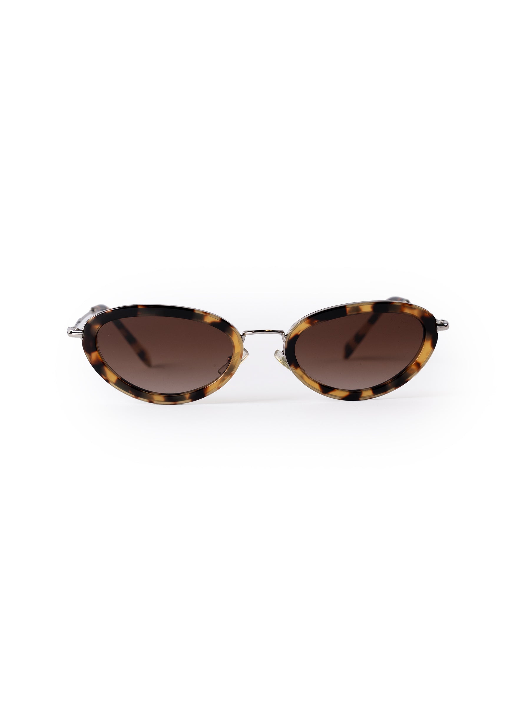 Miu Miu Brown Délice Tortoiseshell Acetate Oval Sunglasses