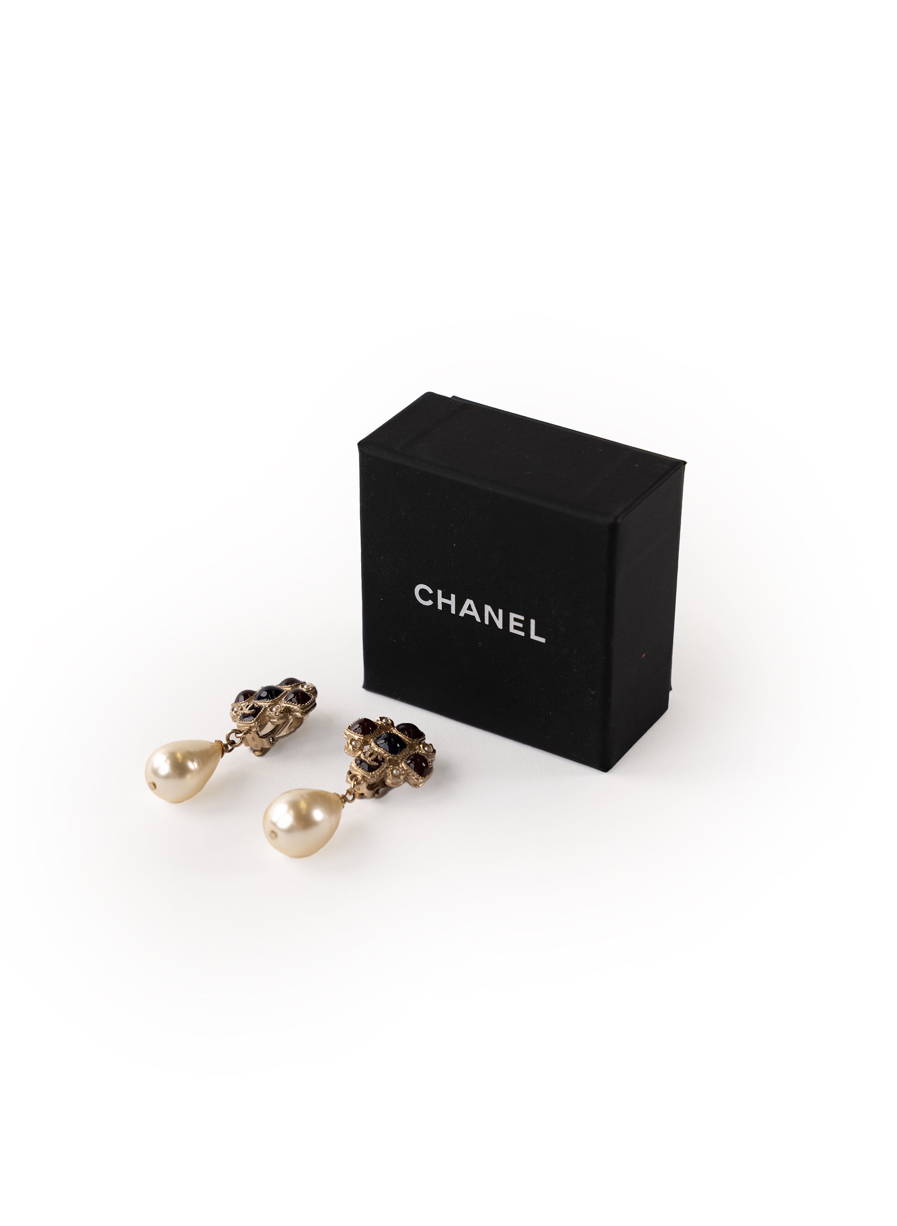 Chanel Gripoix Faux Pearl Drop Earrings