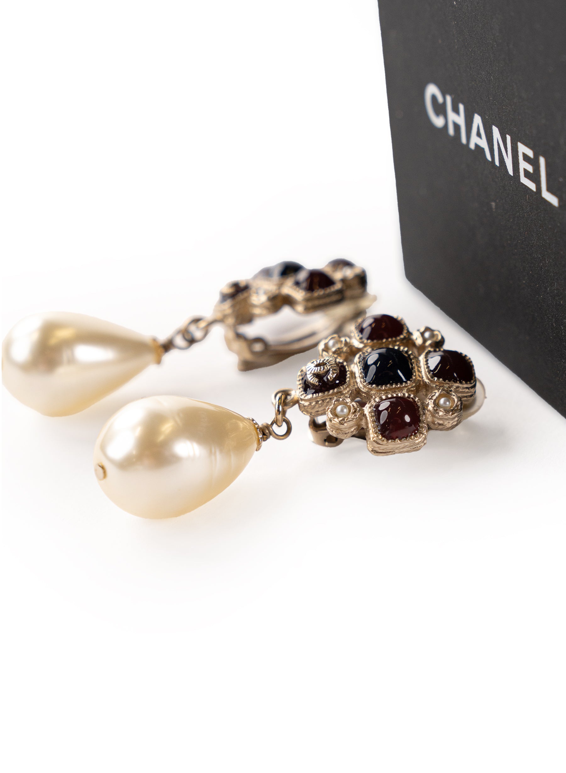 Chanel Gripoix Faux Pearl Drop Earrings