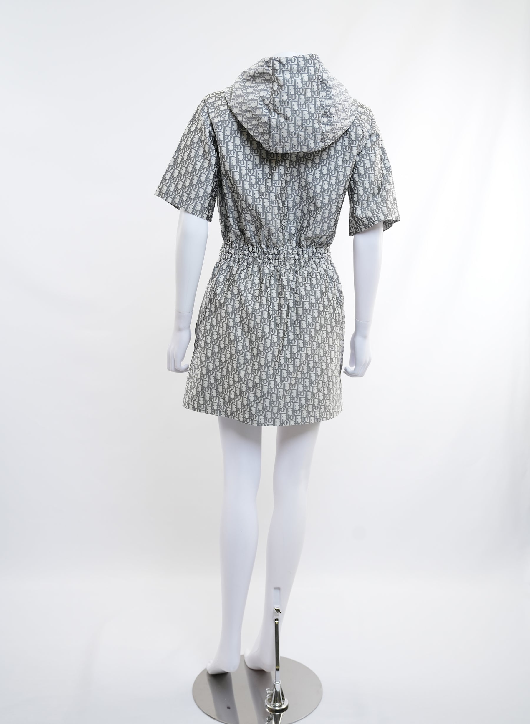 Dior Hooded Oblique Jacquard Pattern Mini Dress