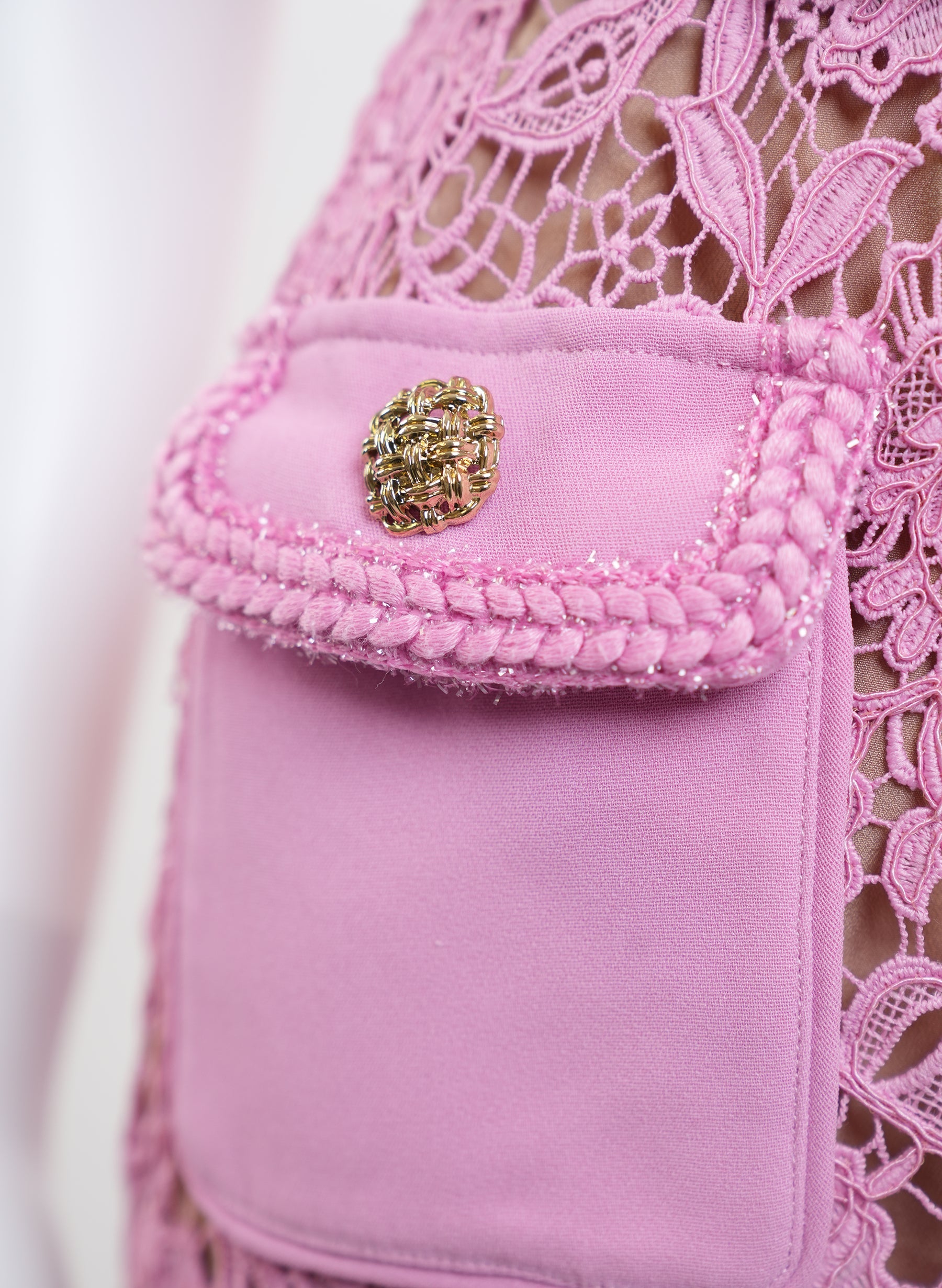 Self Portrait Guipure Lace Dress With Belted Waist