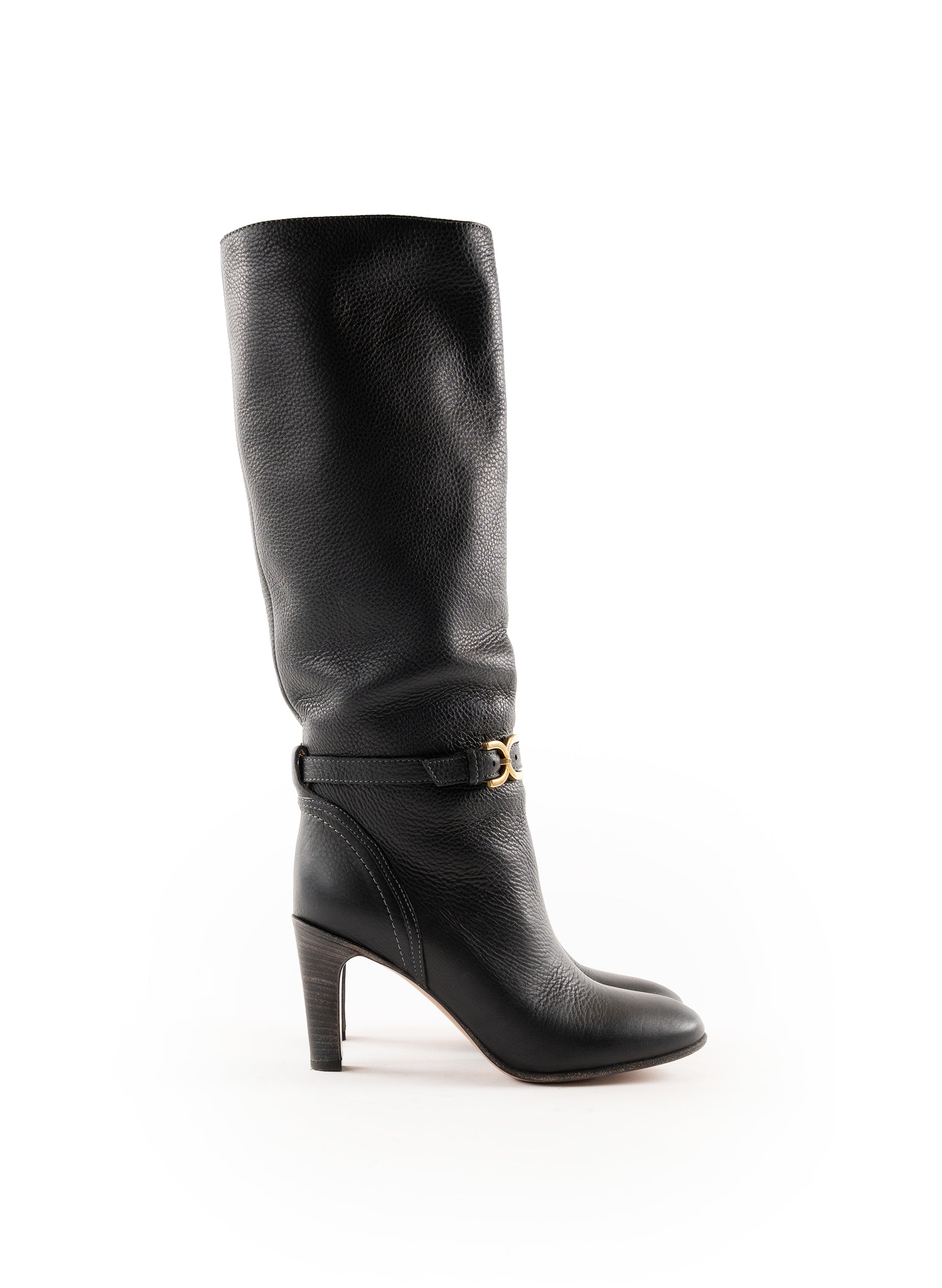 Chloe Marcie-Buckle Calfskin Boots