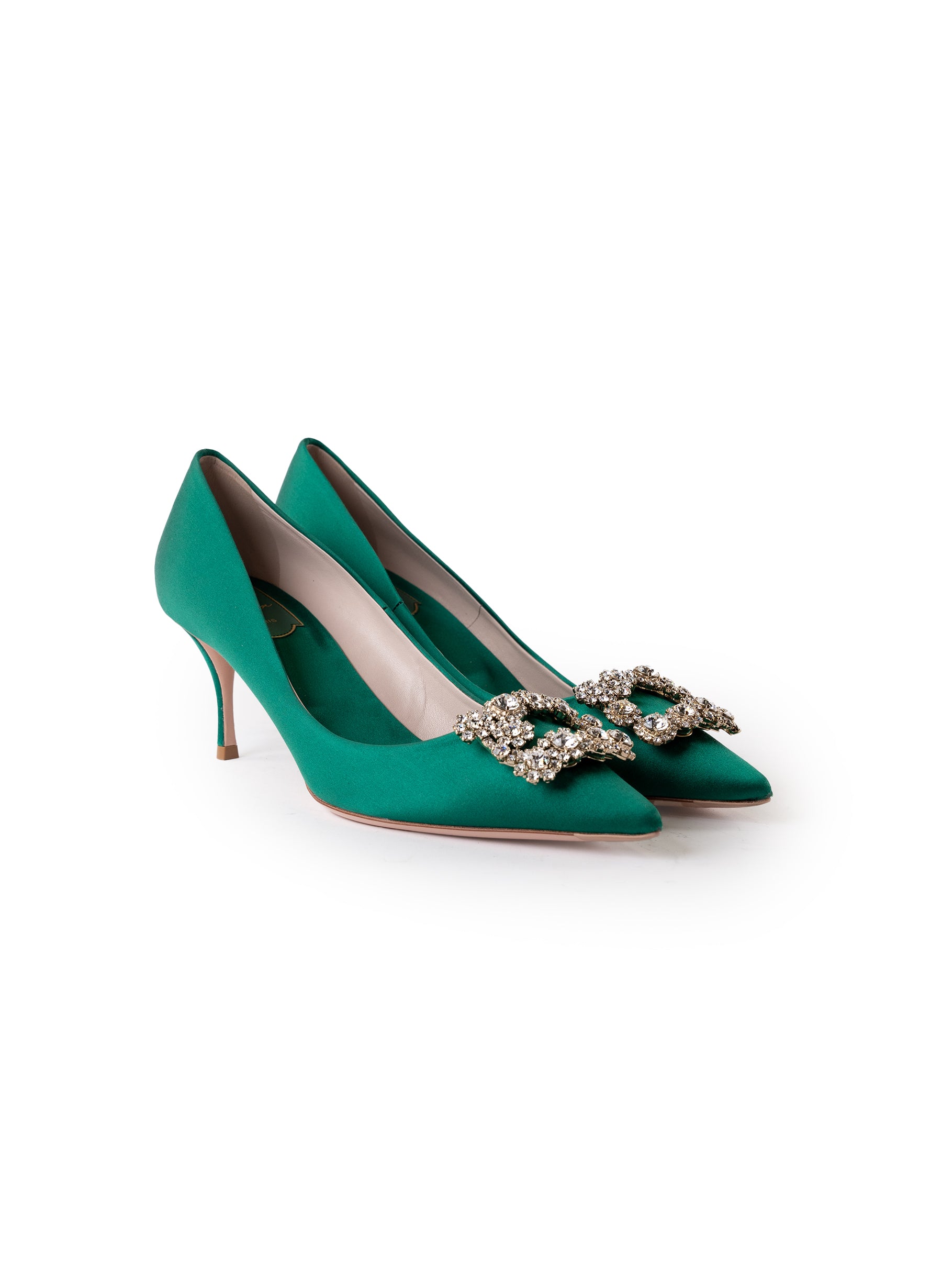 Roger Vivier Flower Strass 65 Satin Pumps