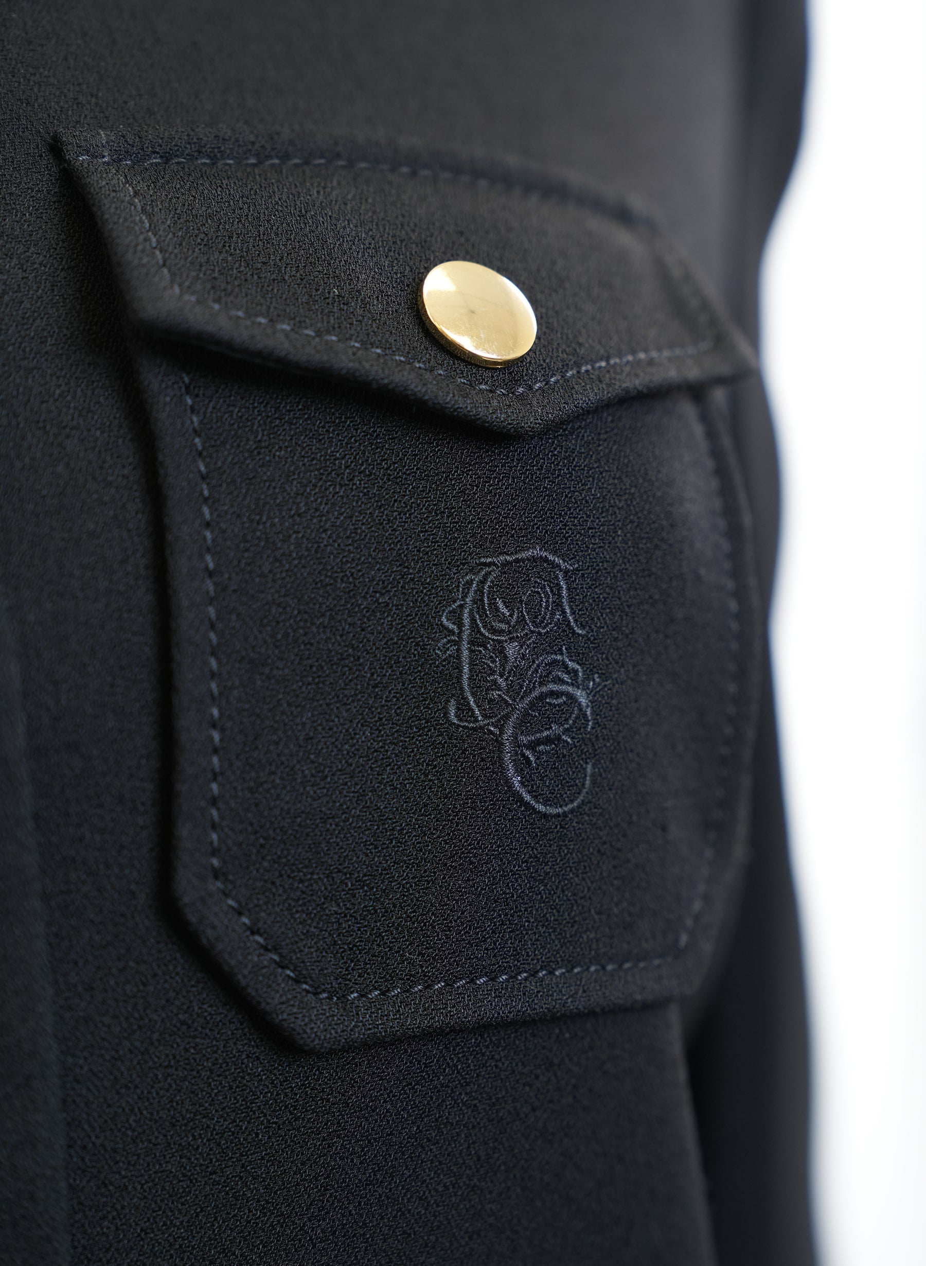 Chloe Black Crepe Military Jacket With Gold Buttons