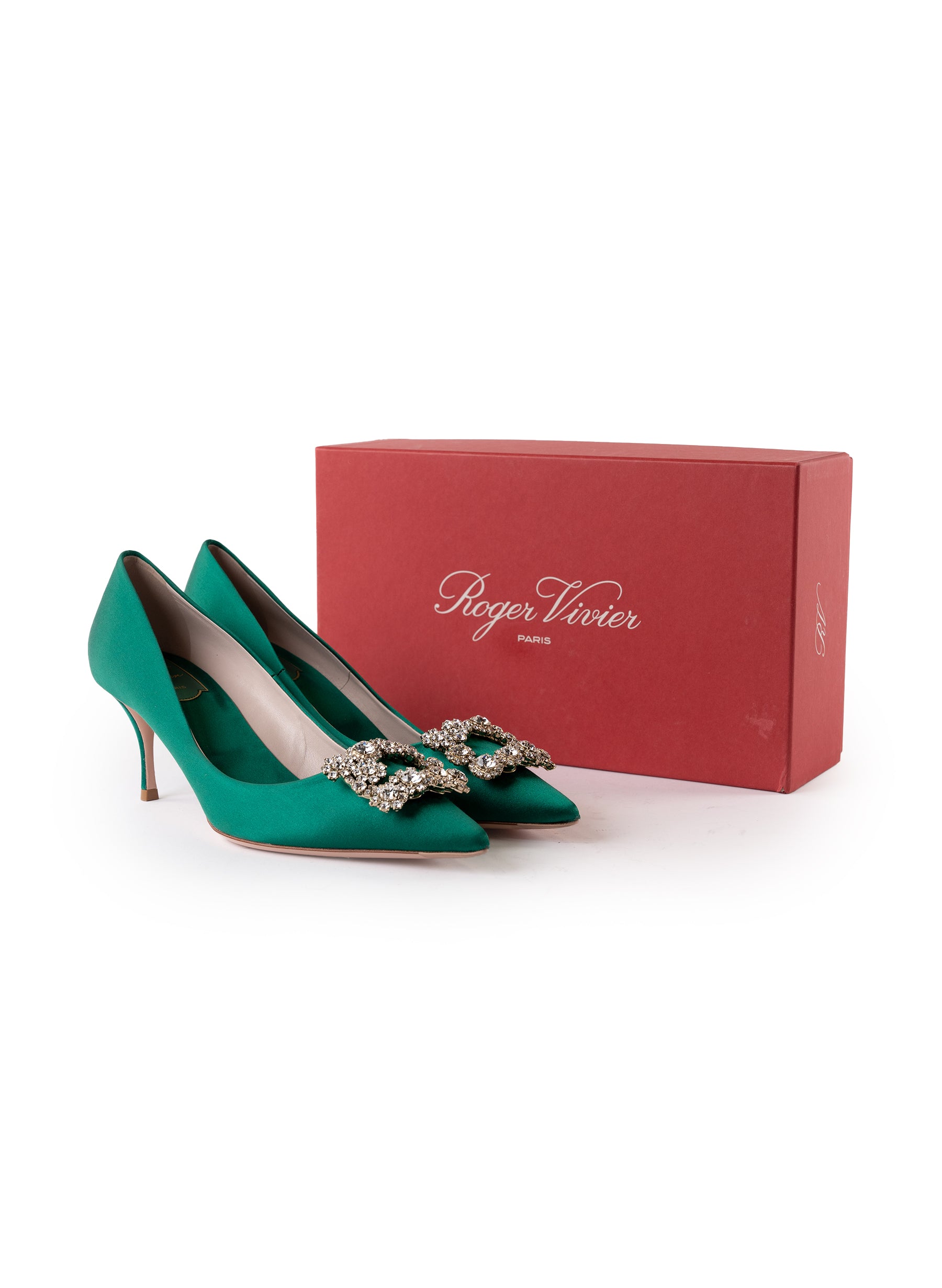 Roger Vivier Flower Strass 65 Satin Pumps