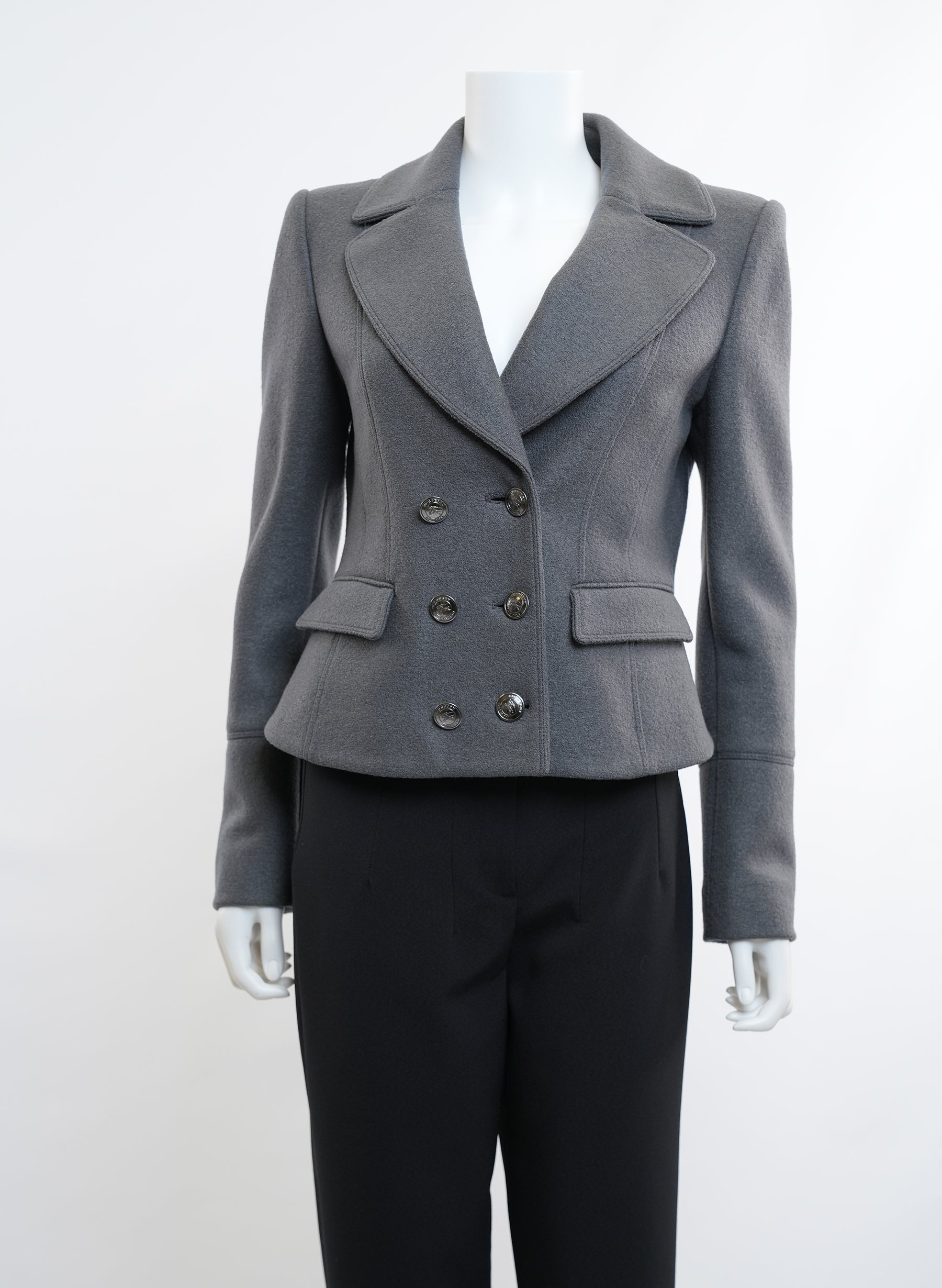 Burberrry Grey Wool Blazer Jacket