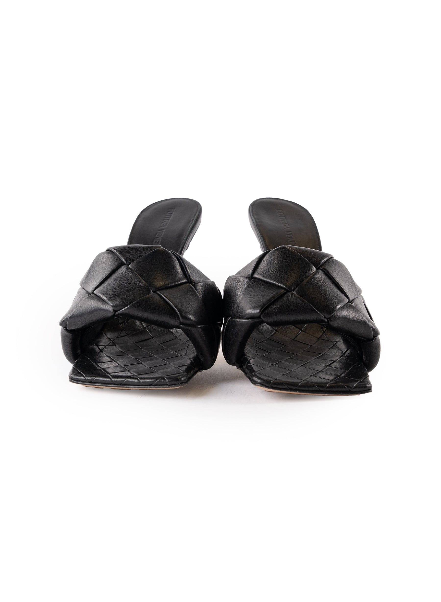 Bottega Veneta Lido Intrecciato Leather Heeled Mule Sandals