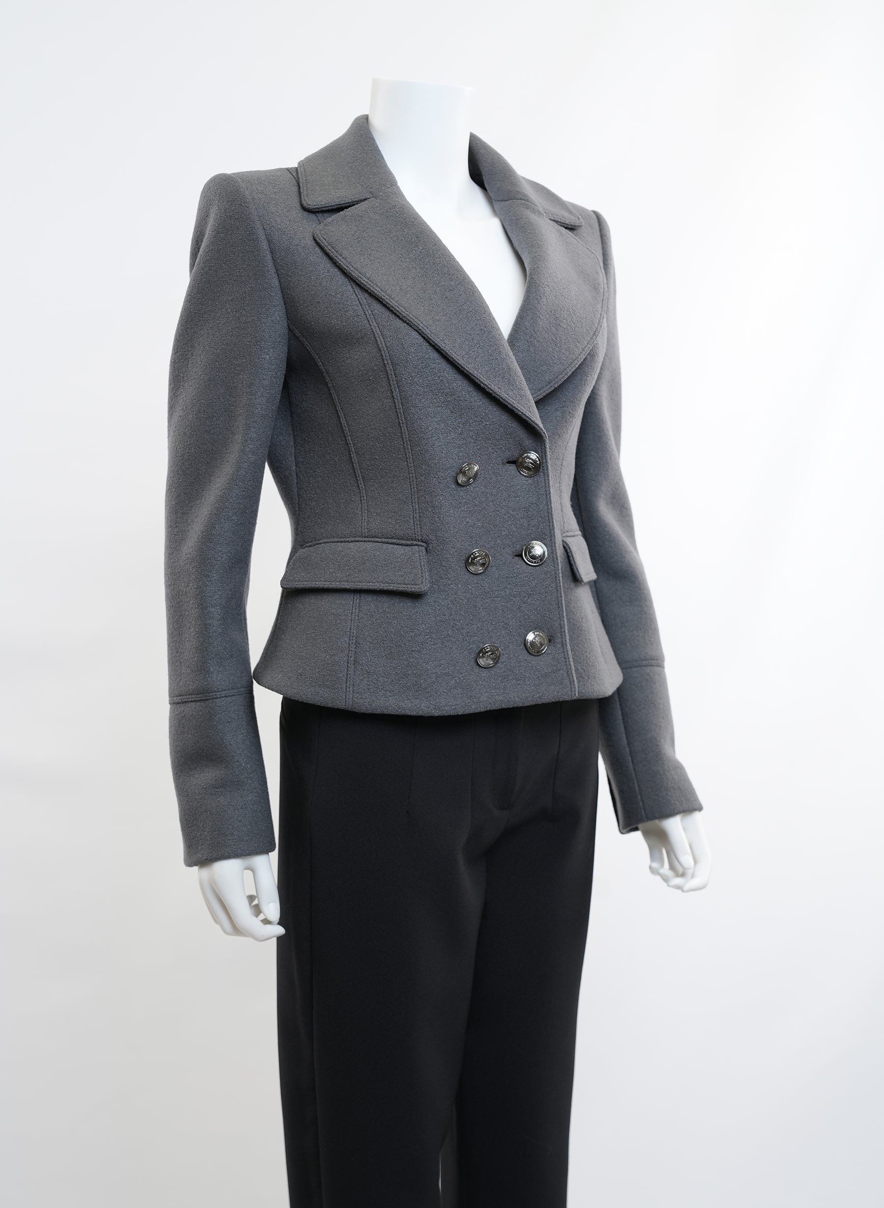 Burberrry Grey Wool Blazer Jacket