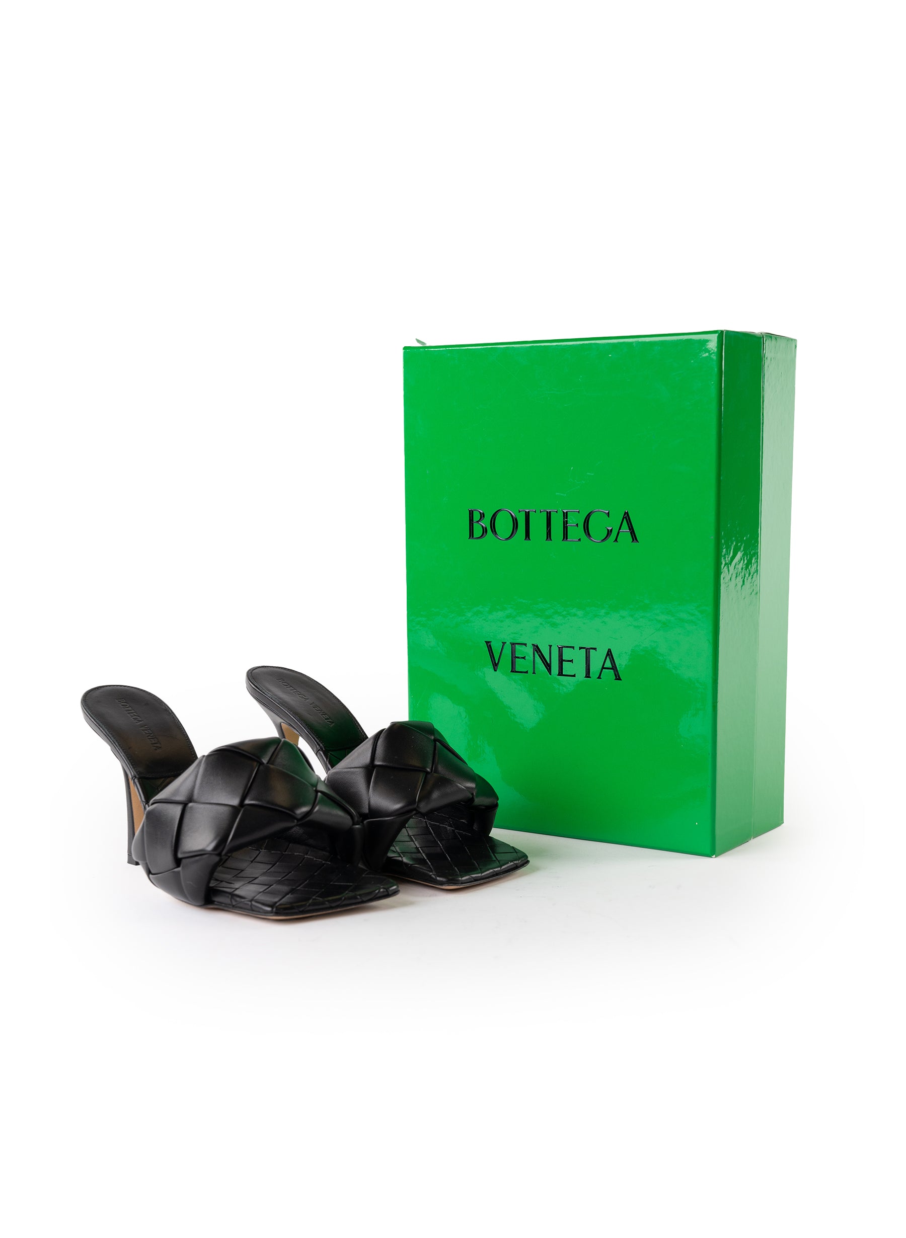 Bottega Veneta Lido Intrecciato Leather Heeled Mule Sandals