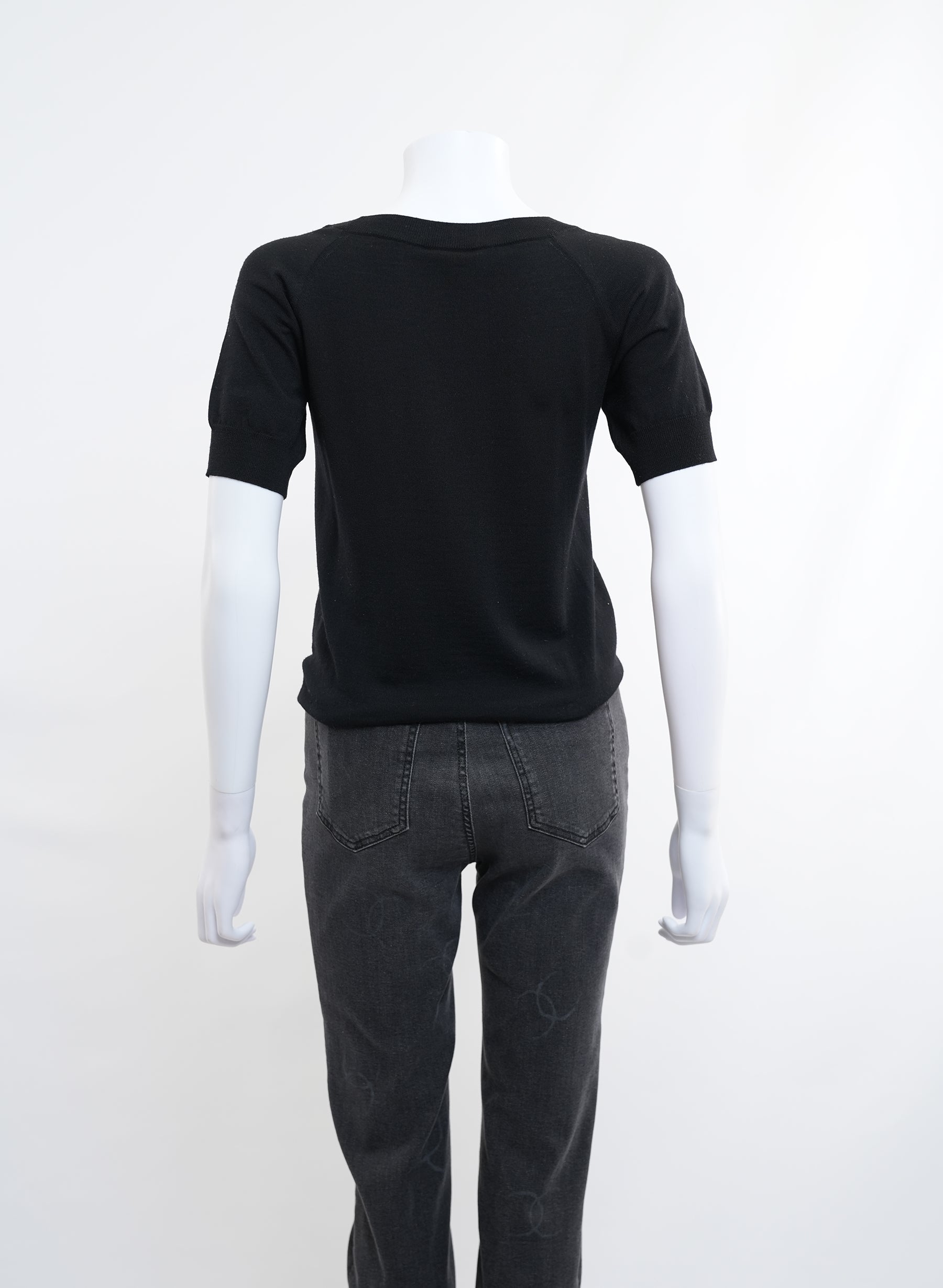 Louis Vuitton Bow Detail Black Short Sleeves Sweaters