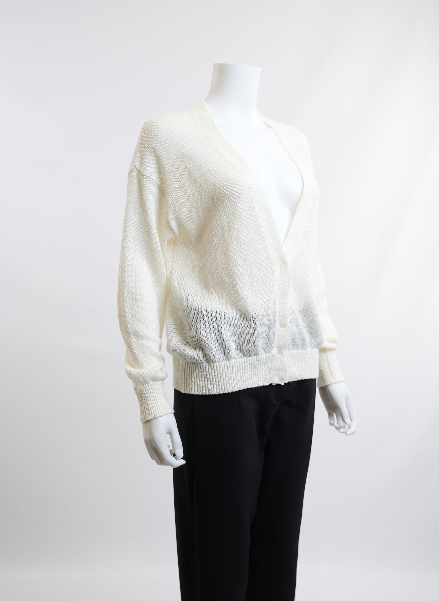 Brunello Cucinelli Sheer Cream Cardigan