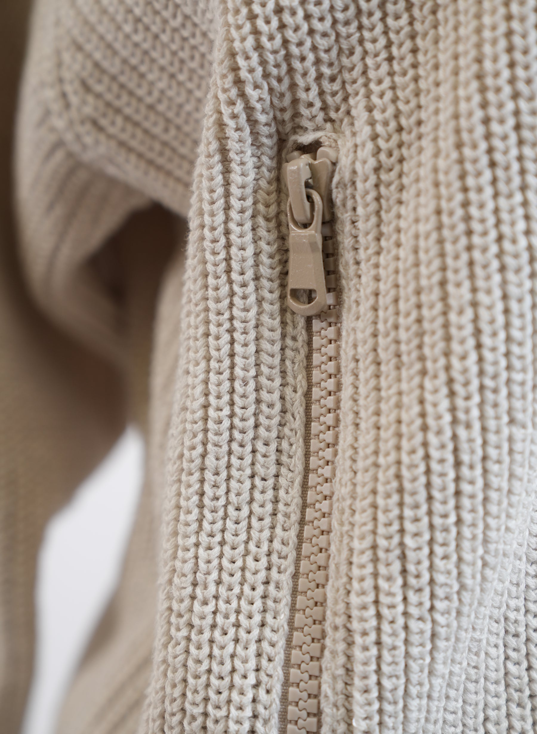 Brunello Cucinelli Oat Ribbed Cotton Zip Swaeter