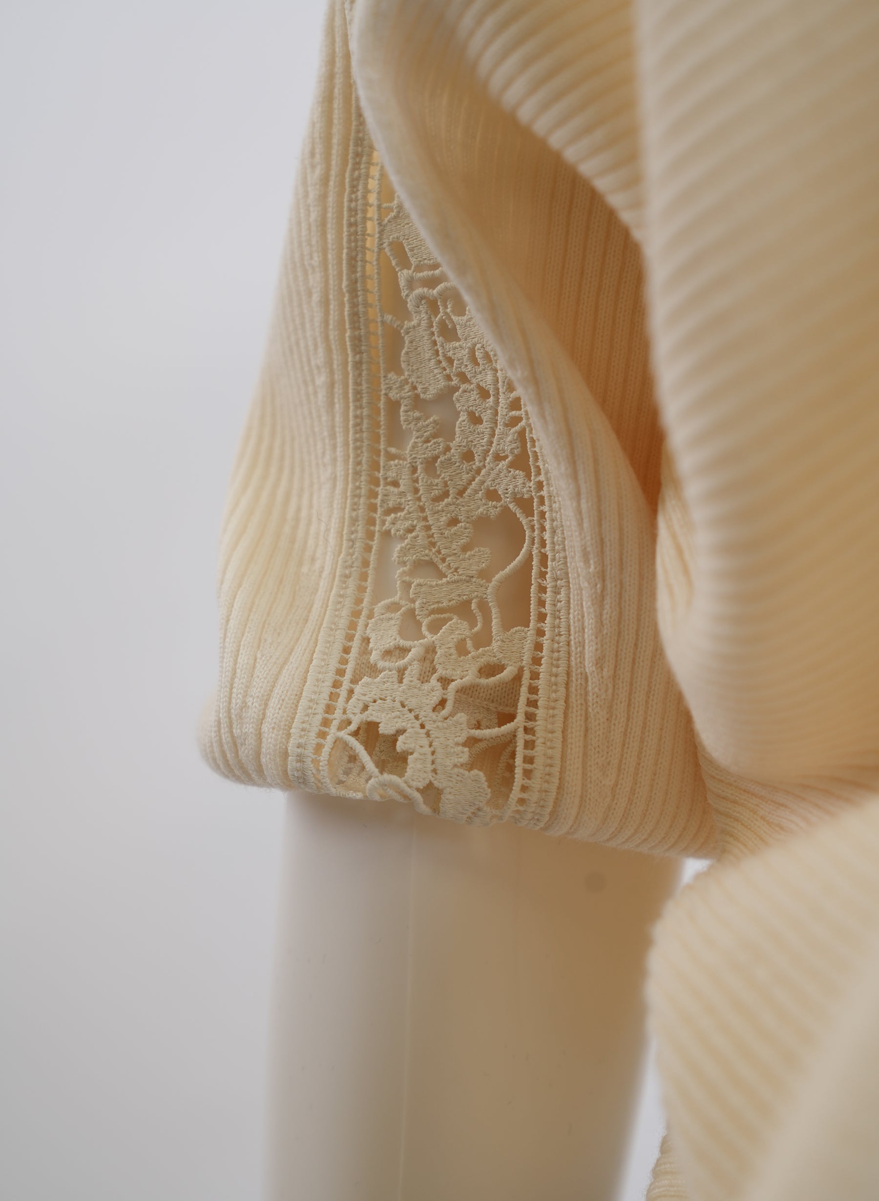 Chloe Cream Lace Trimmed Cotton Blend Sweater