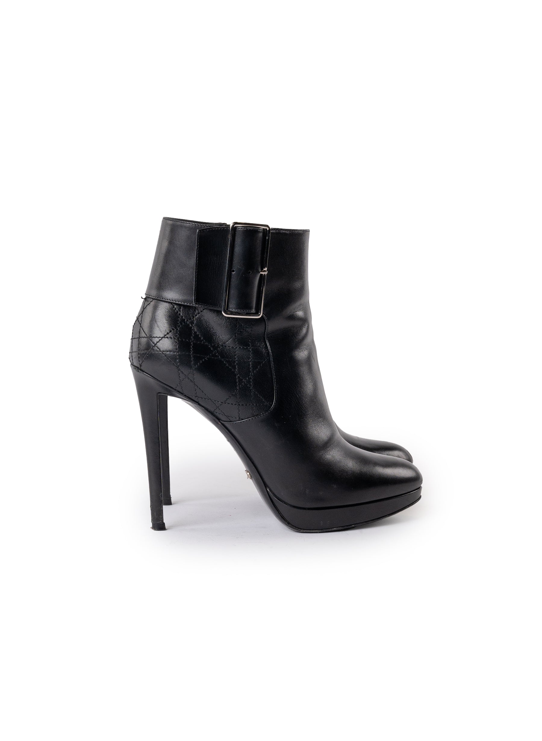 Christian Dior Leather Cannage Stitched Ankle Boots