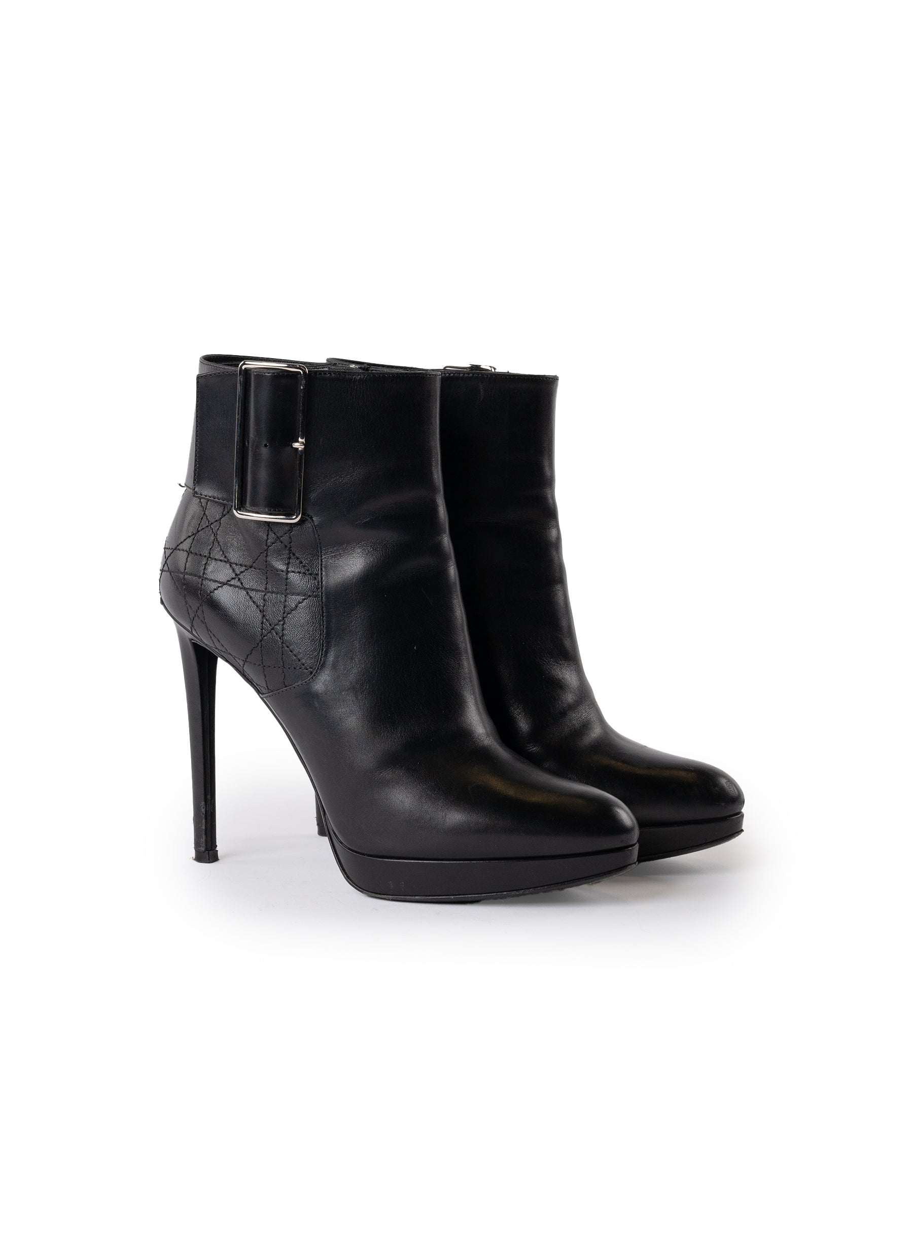 Christian Dior Leather Cannage Stitched Ankle Boots