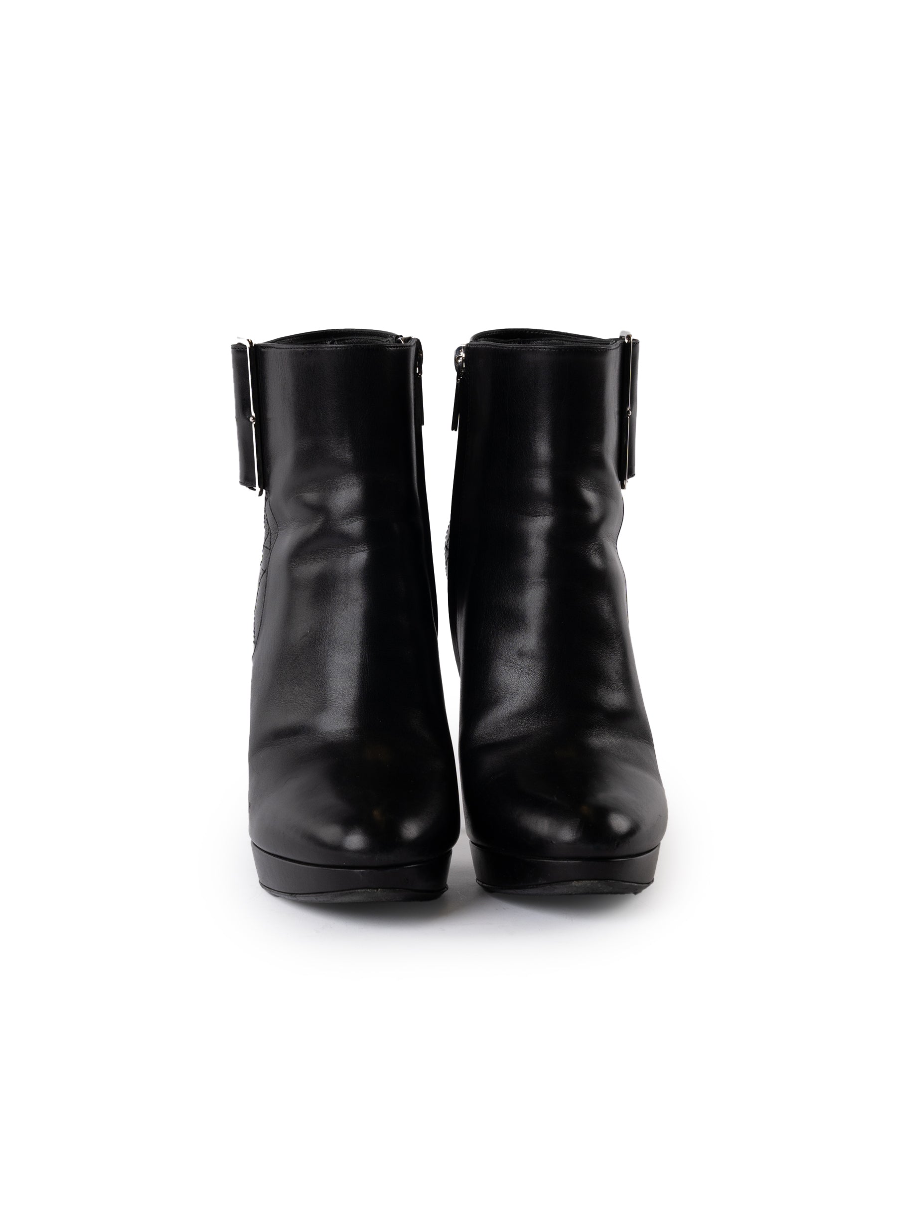 Christian Dior Leather Cannage Stitched Ankle Boots