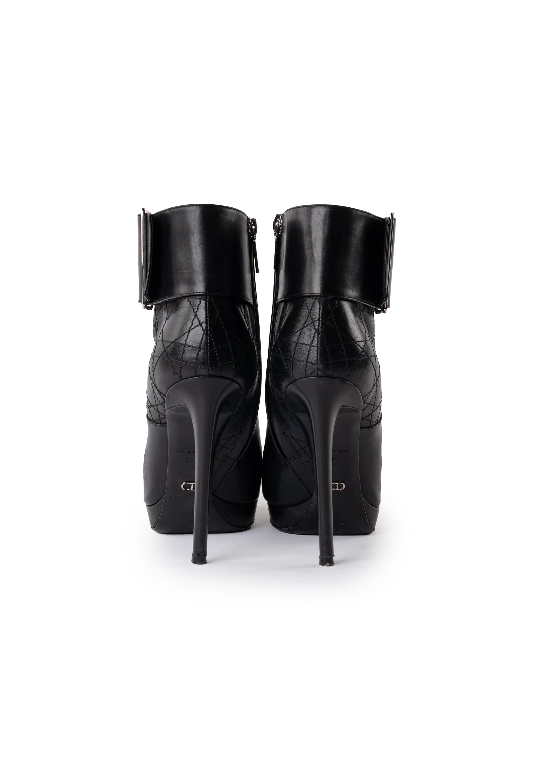 Christian Dior Leather Cannage Stitched Ankle Boots