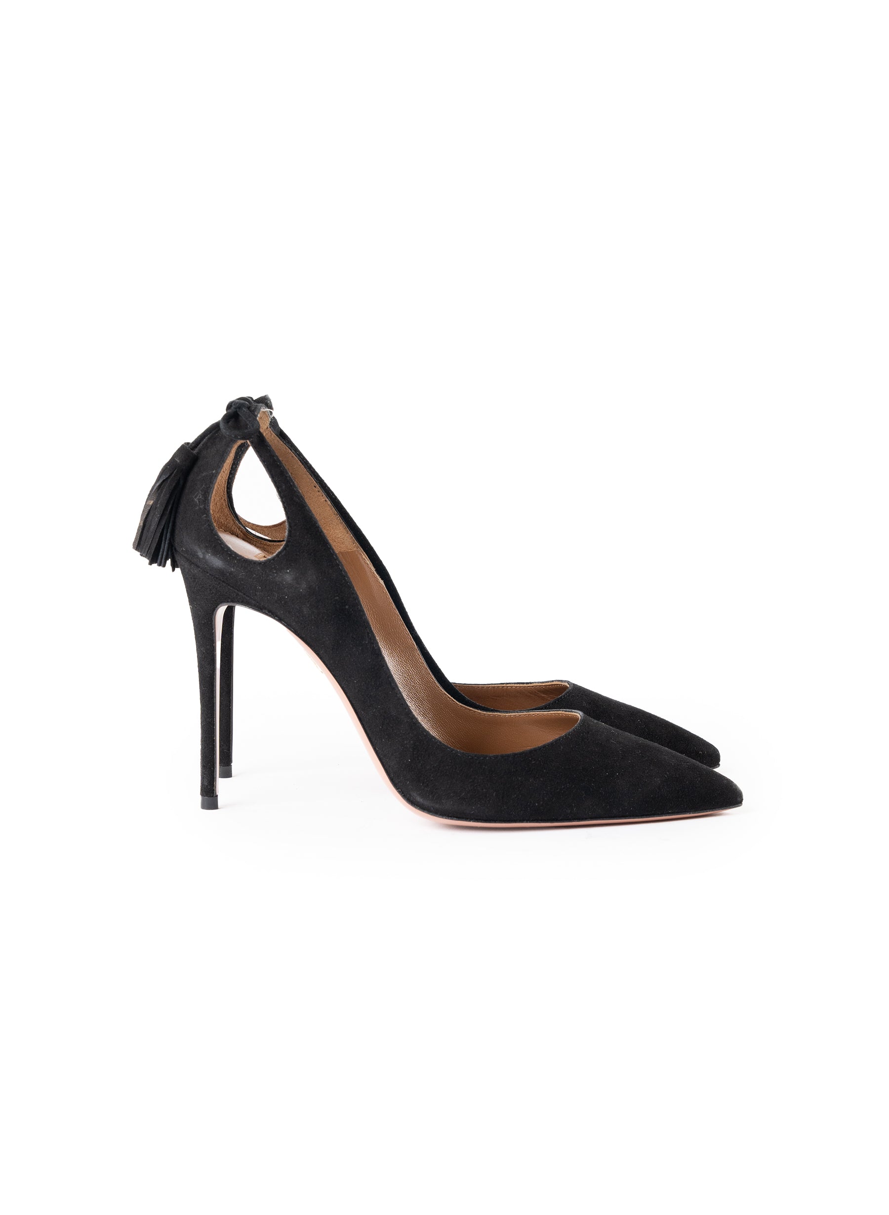 Aquazzura Forever Marilyn Black Suede Heels