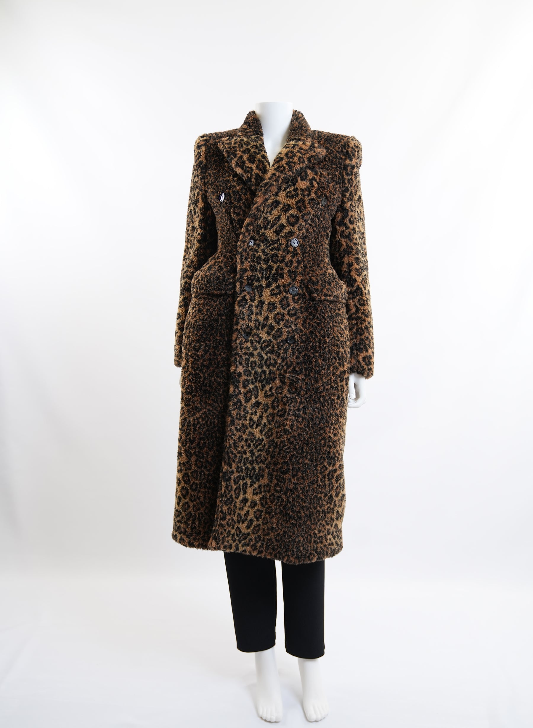 Balenciaga Leopard Print Faux Fur Coat