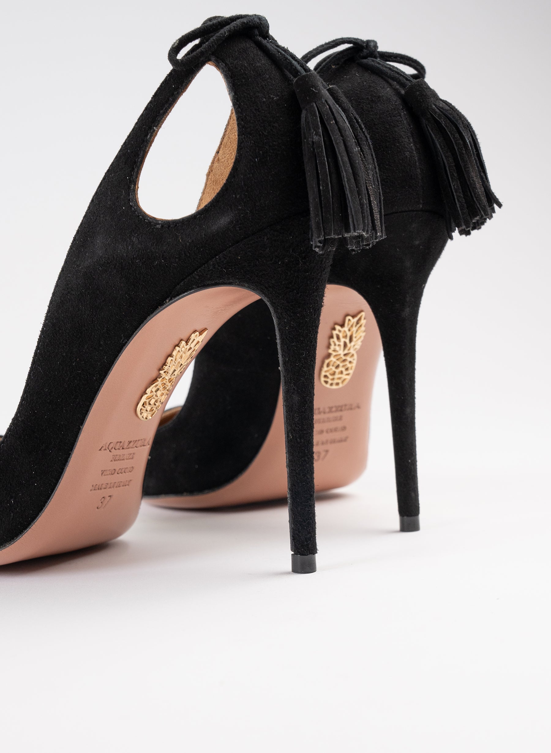 Aquazzura Forever Marilyn Black Suede Heels