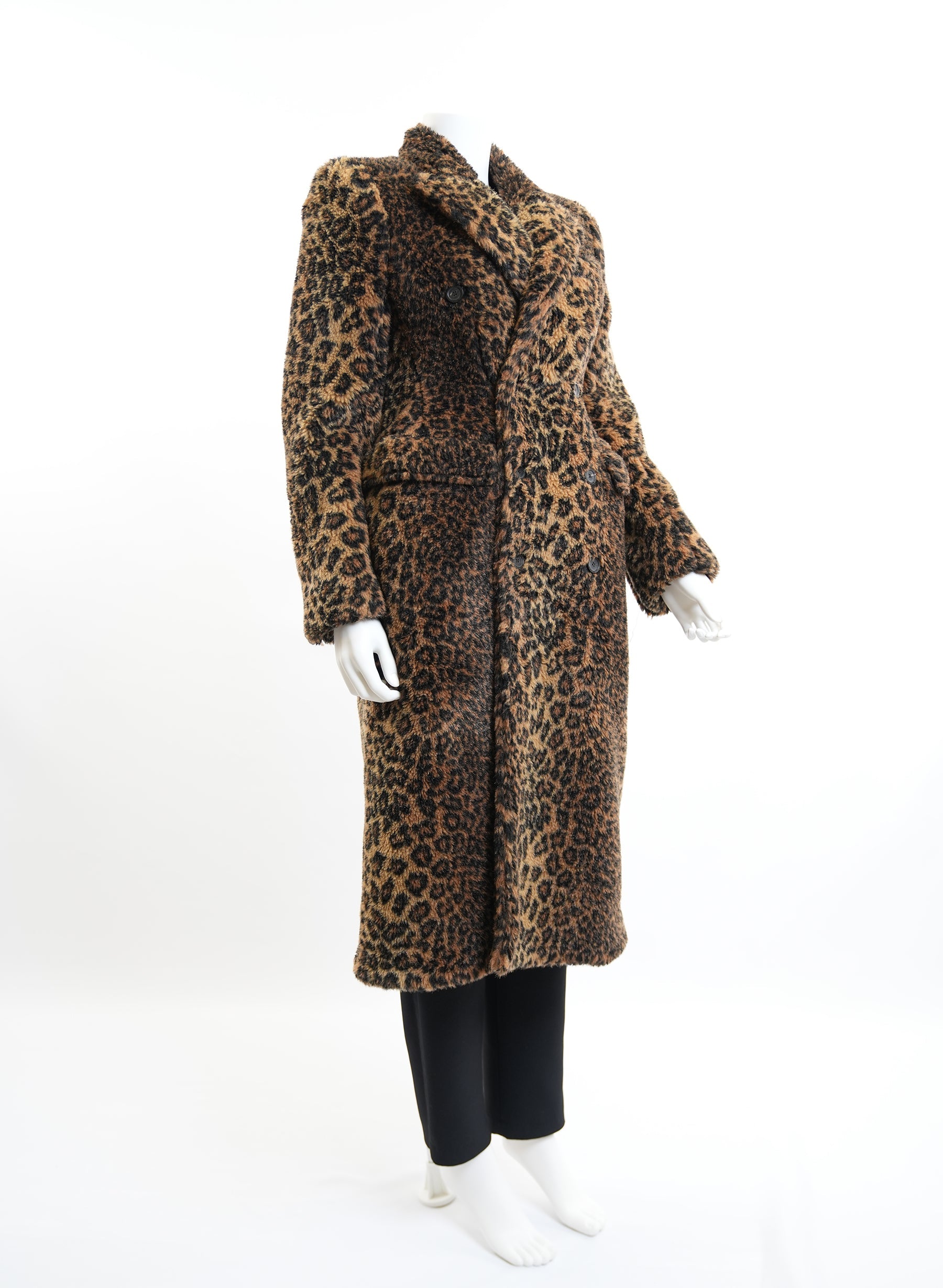 Balenciaga Leopard Print Faux Fur Coat