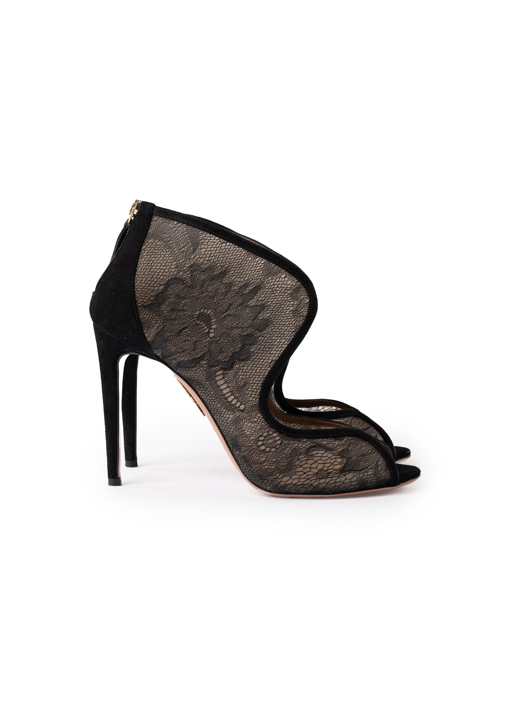 Aquazzura Black Lace Eagle 105 Heels