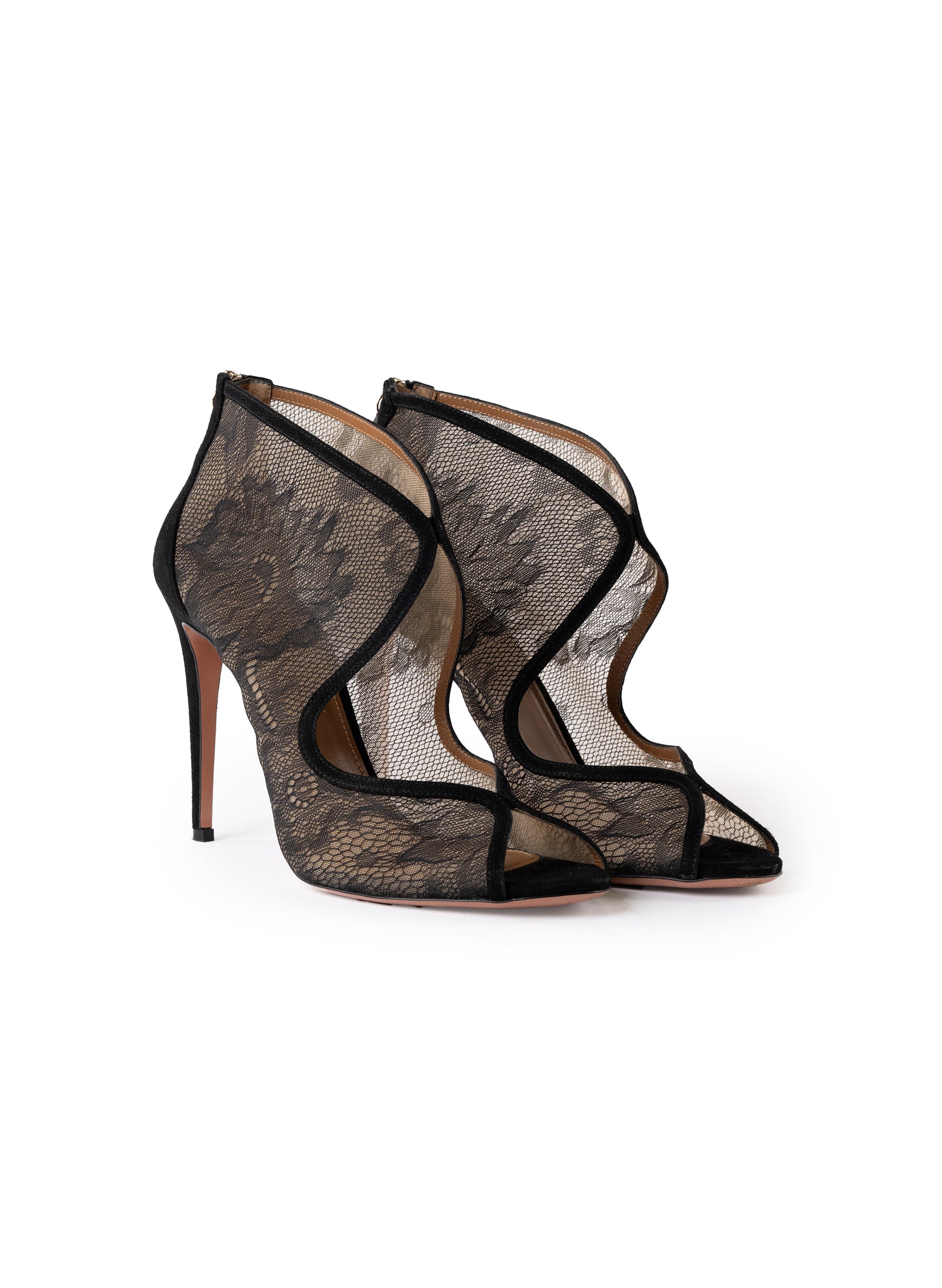 Aquazzura Black Lace Eagle 105 Heels