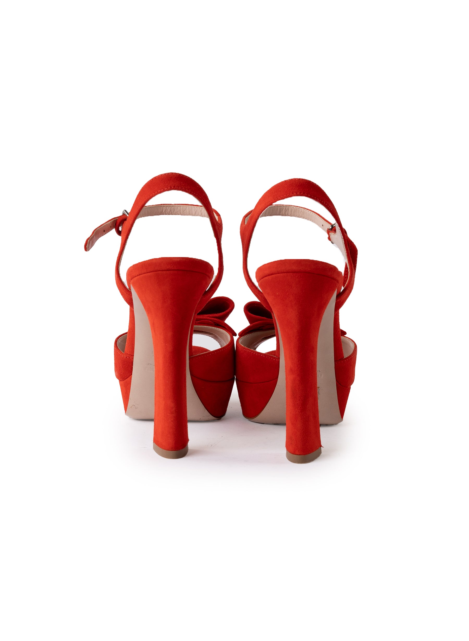 Miu Miu Suede Bow Peep Toe Platform Slingback Sandals