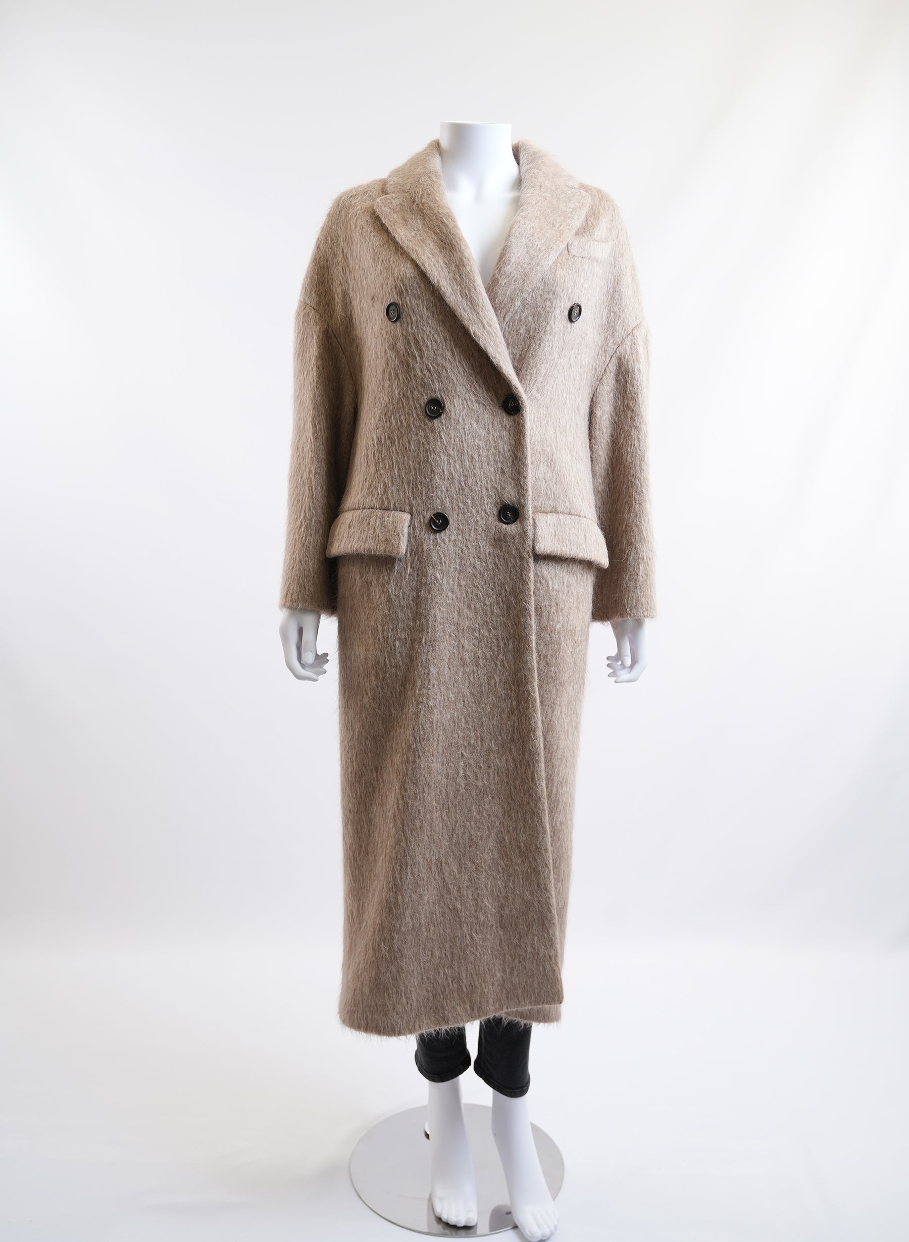 Brunello Cucinelli Beige Alpaca Fuzzy Coat