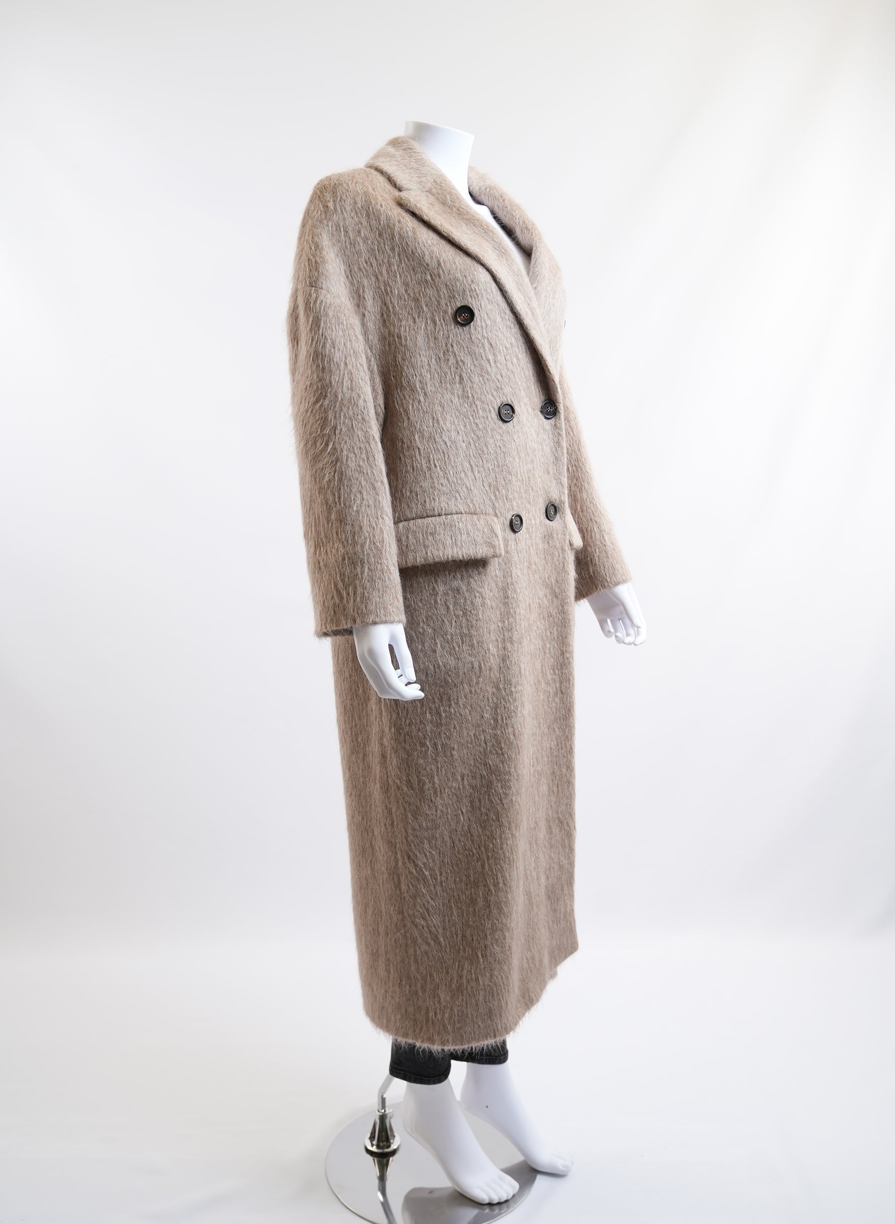 Brunello Cucinelli Beige Alpaca Fuzzy Coat